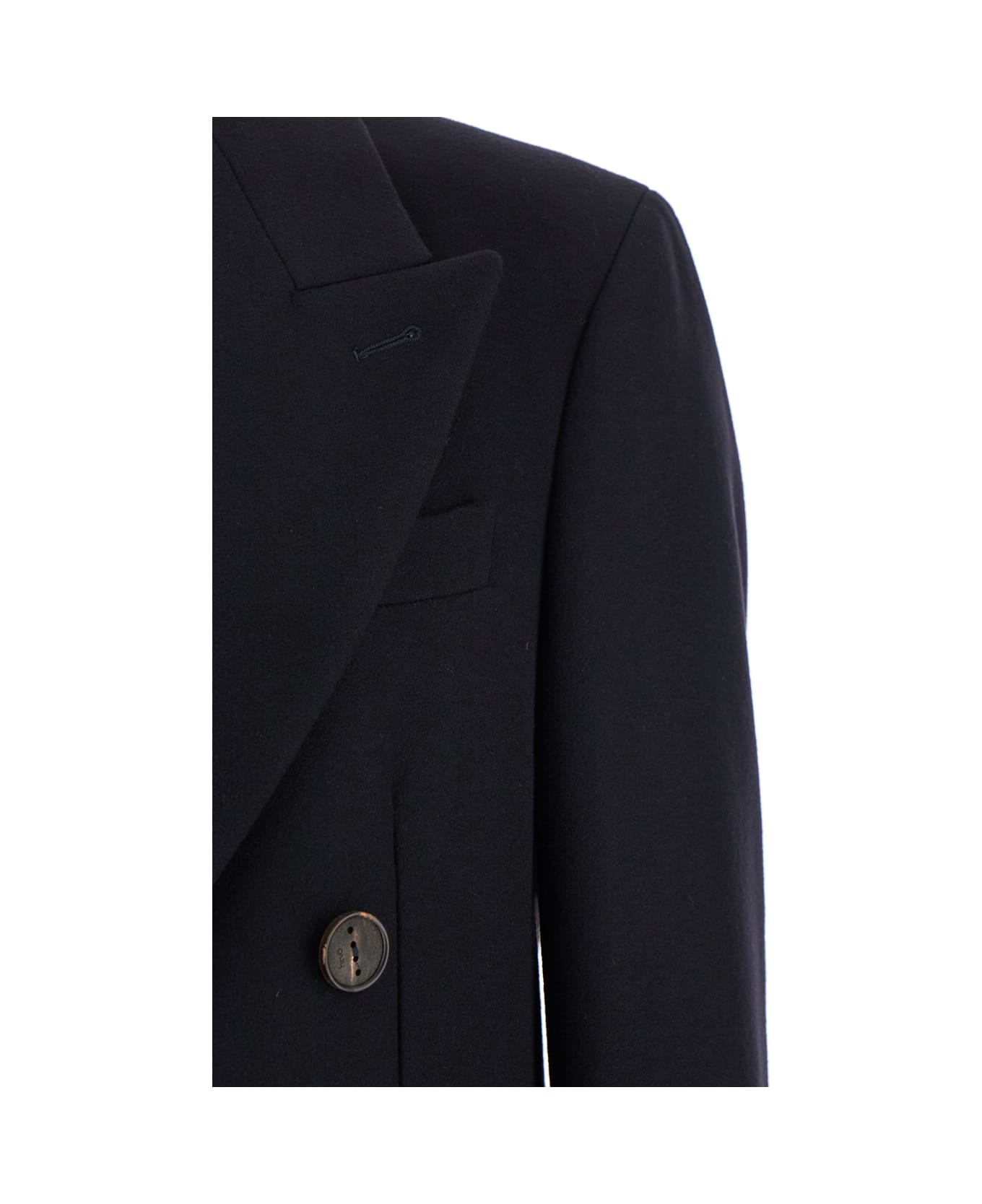 Hevò Blue Double-breasted Coat With Pointed Lapels In Wool Blend Man - Blu