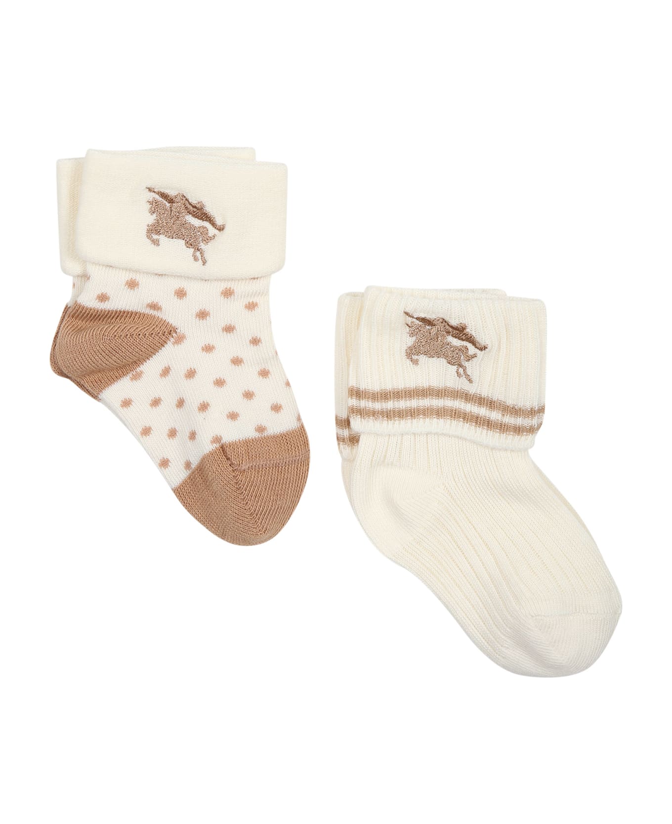Burberry Babies Socks Set With Logo - White