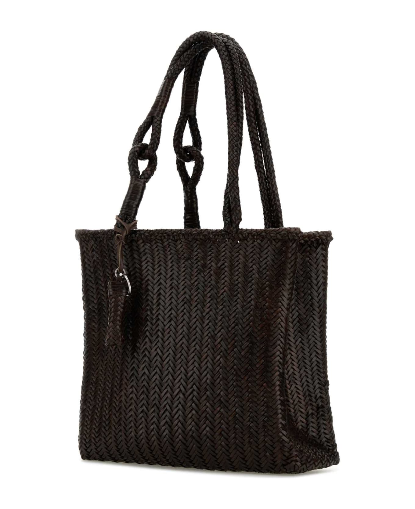 Lemaire Brown Leather Medium Shopping Bag - RISTRETTO