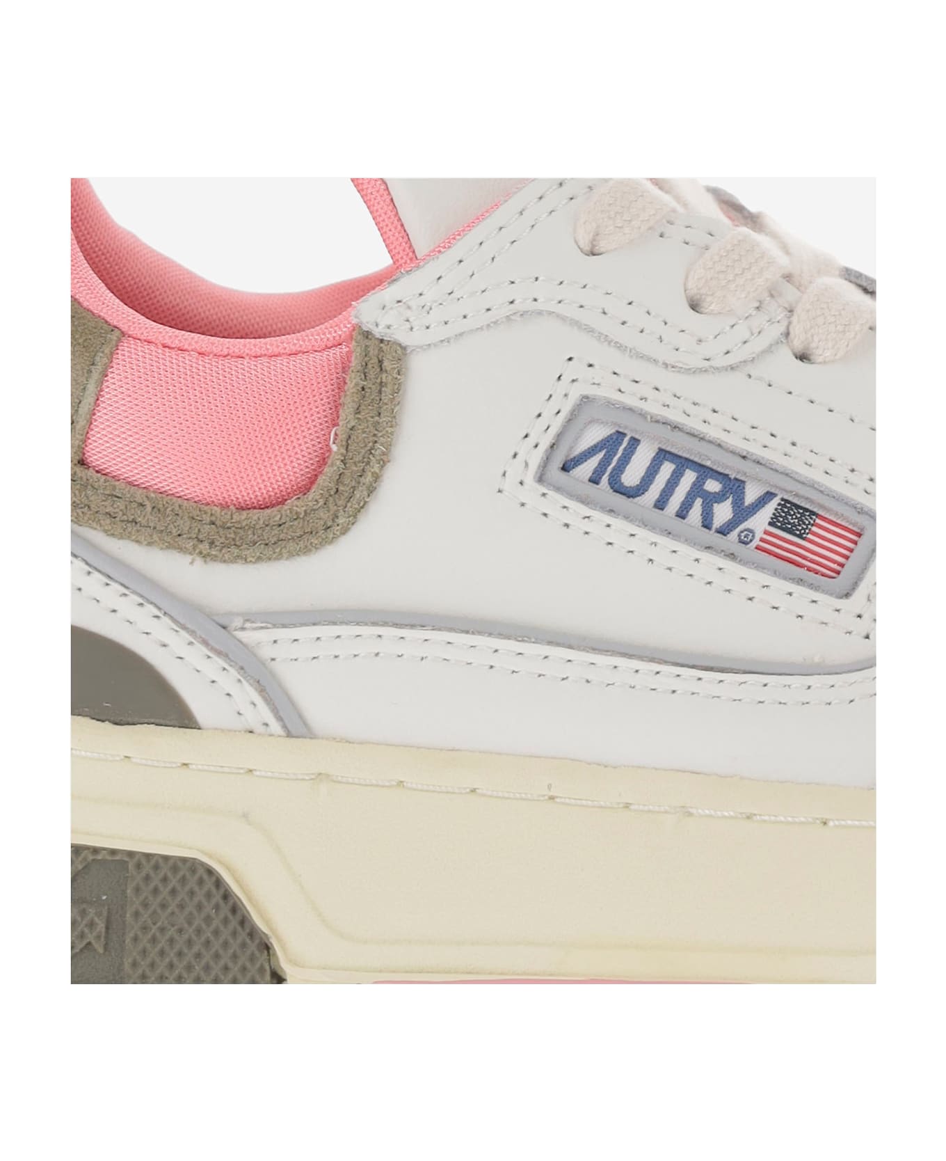 Autry Clc Low Suede And Mesh Sneakers - Bianco+rosa
