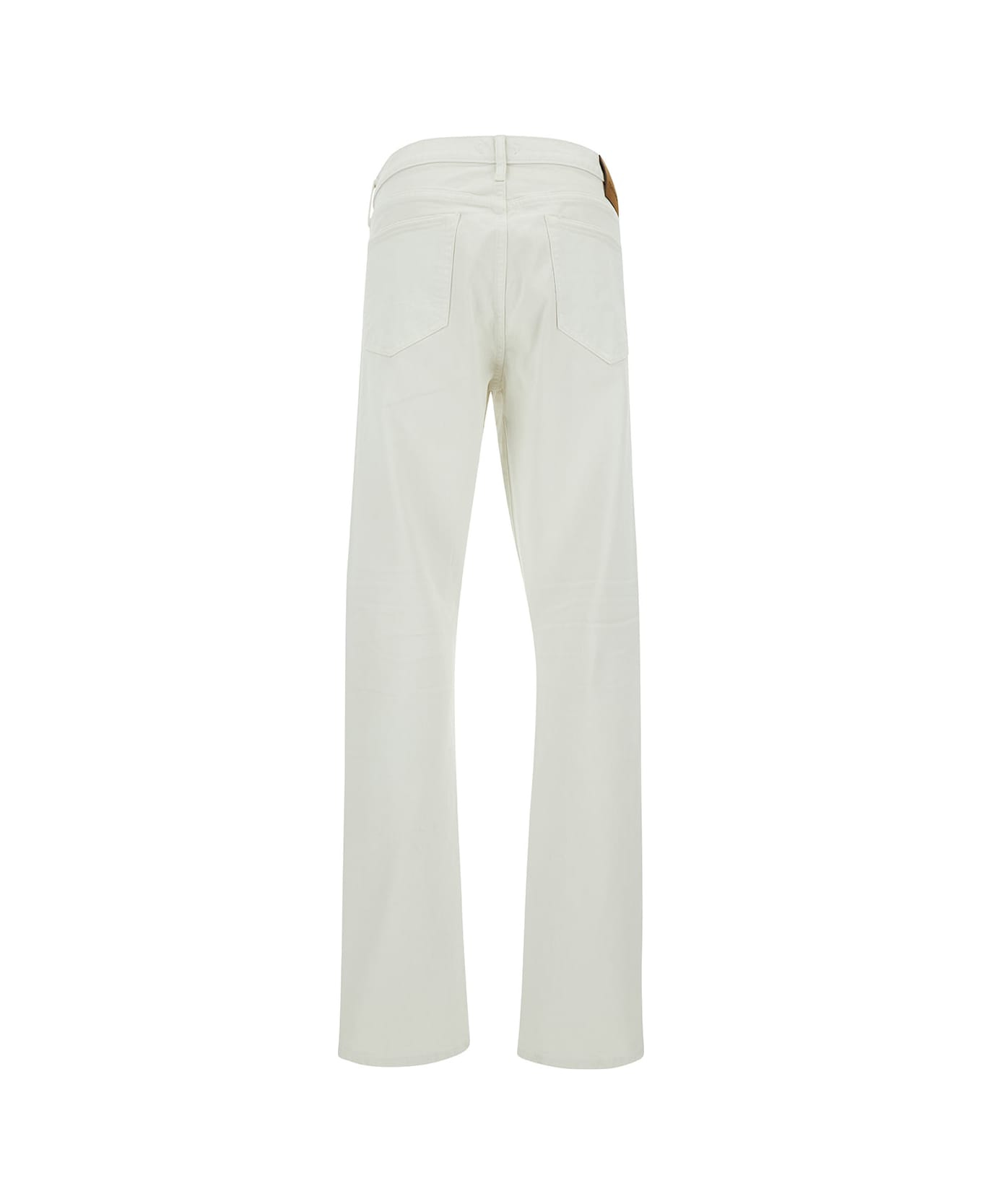 Tom Ford White Slim Five-pocket Style Jeans With Branded Button In Stretch Cotton Denim Man - White デニム