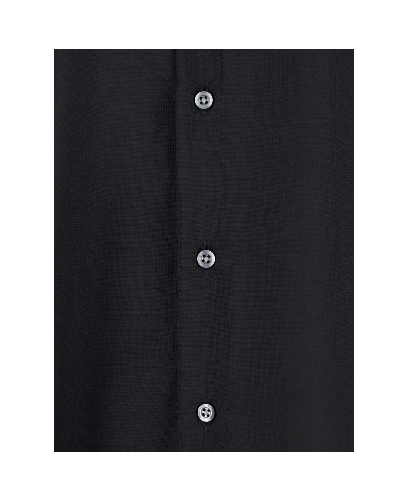 Low Brand Black Shirt With Classic Collar And Button Closure In Fabric Man - Black