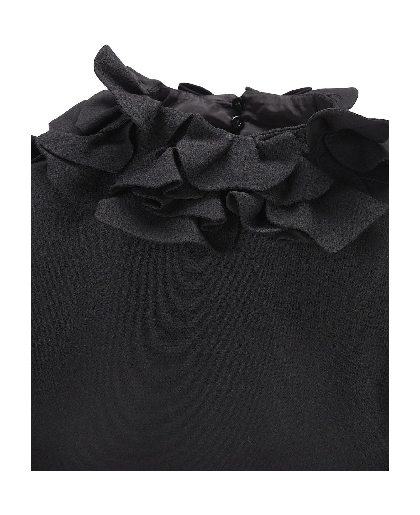 Valentino Garavani Ruffled Open Back Long-sleeved Dress - Black