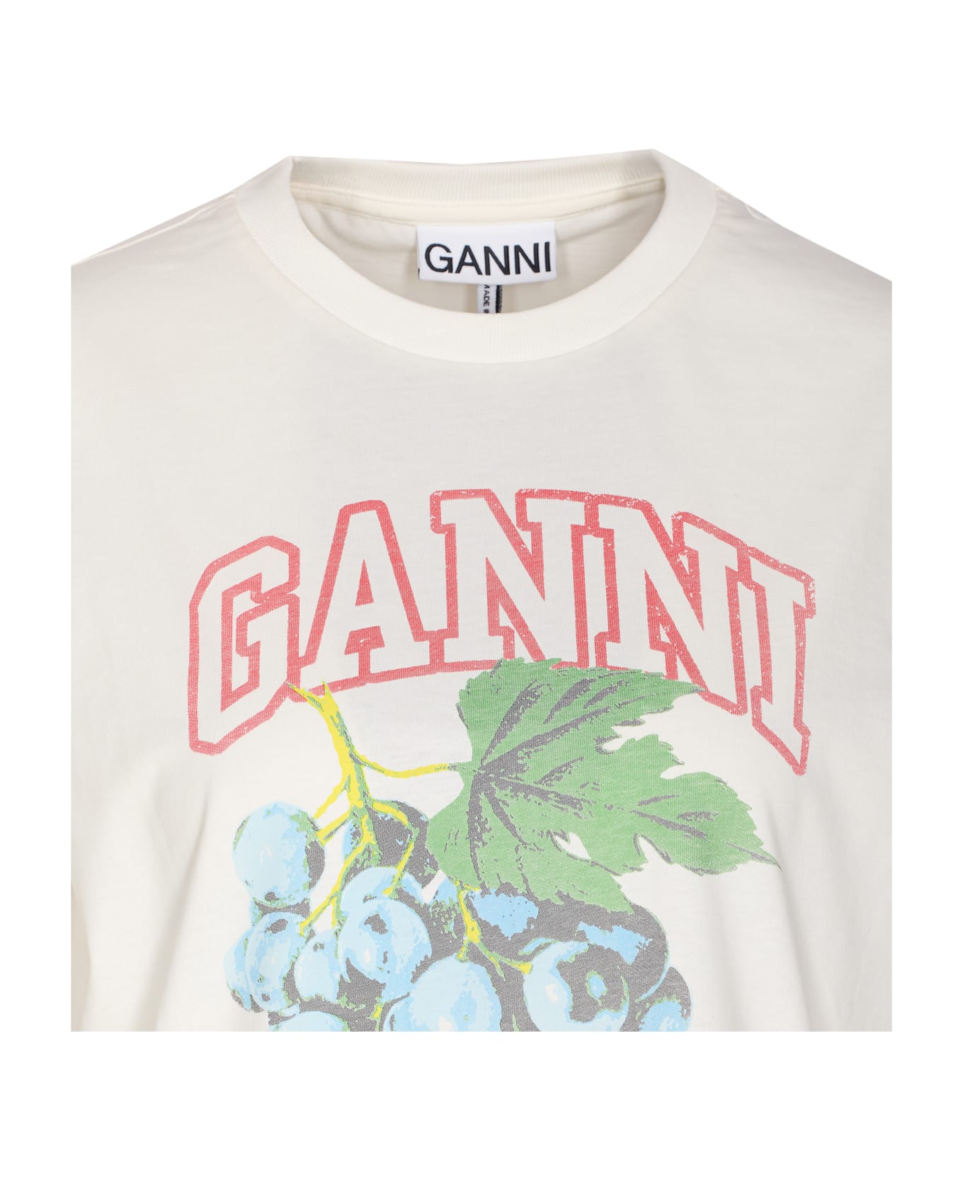 Ganni Grapes Logo T-shirt - EGRET