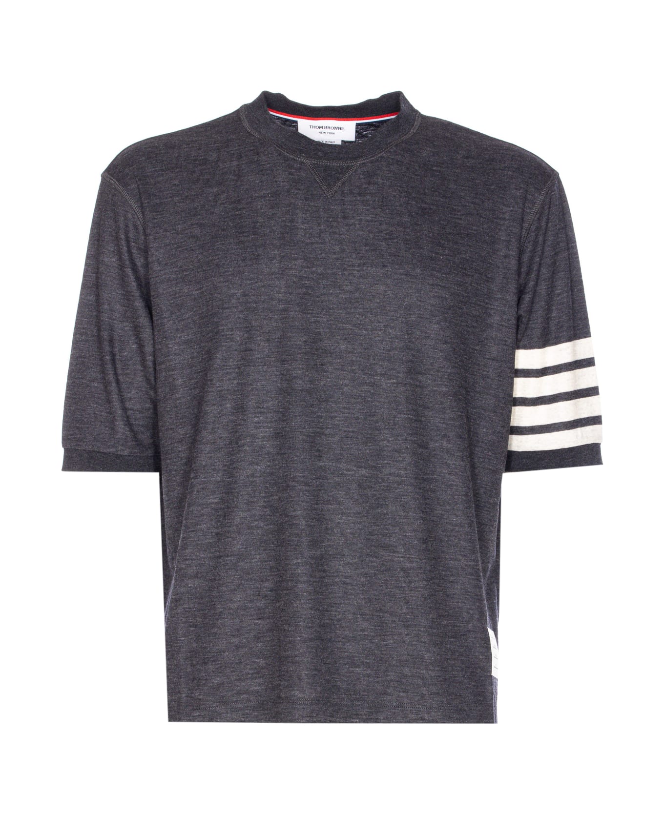 Thom Browne 4bar Short Sleeves Sweater - Grey