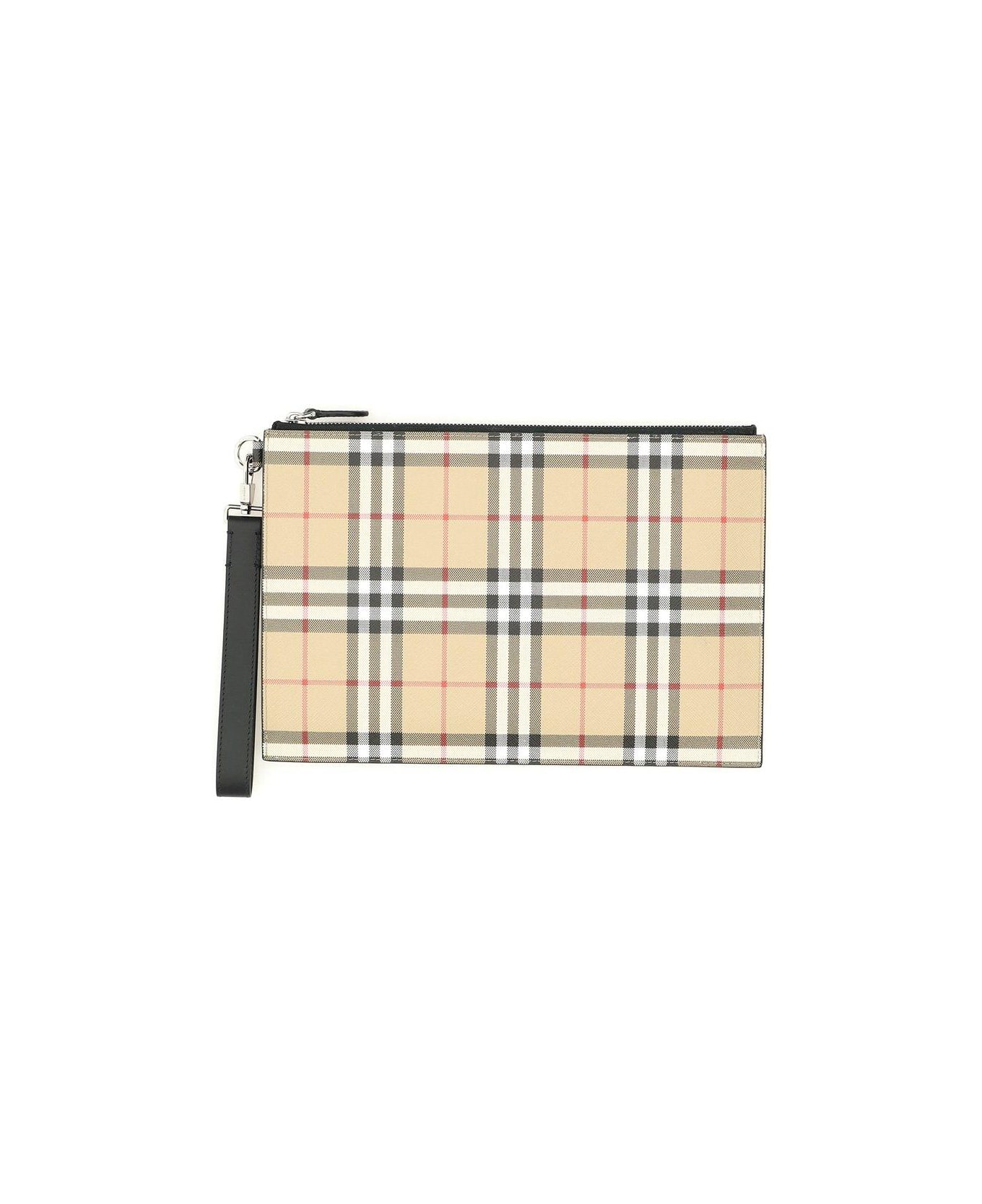 Burberry Checked Zipped Clutch Bag