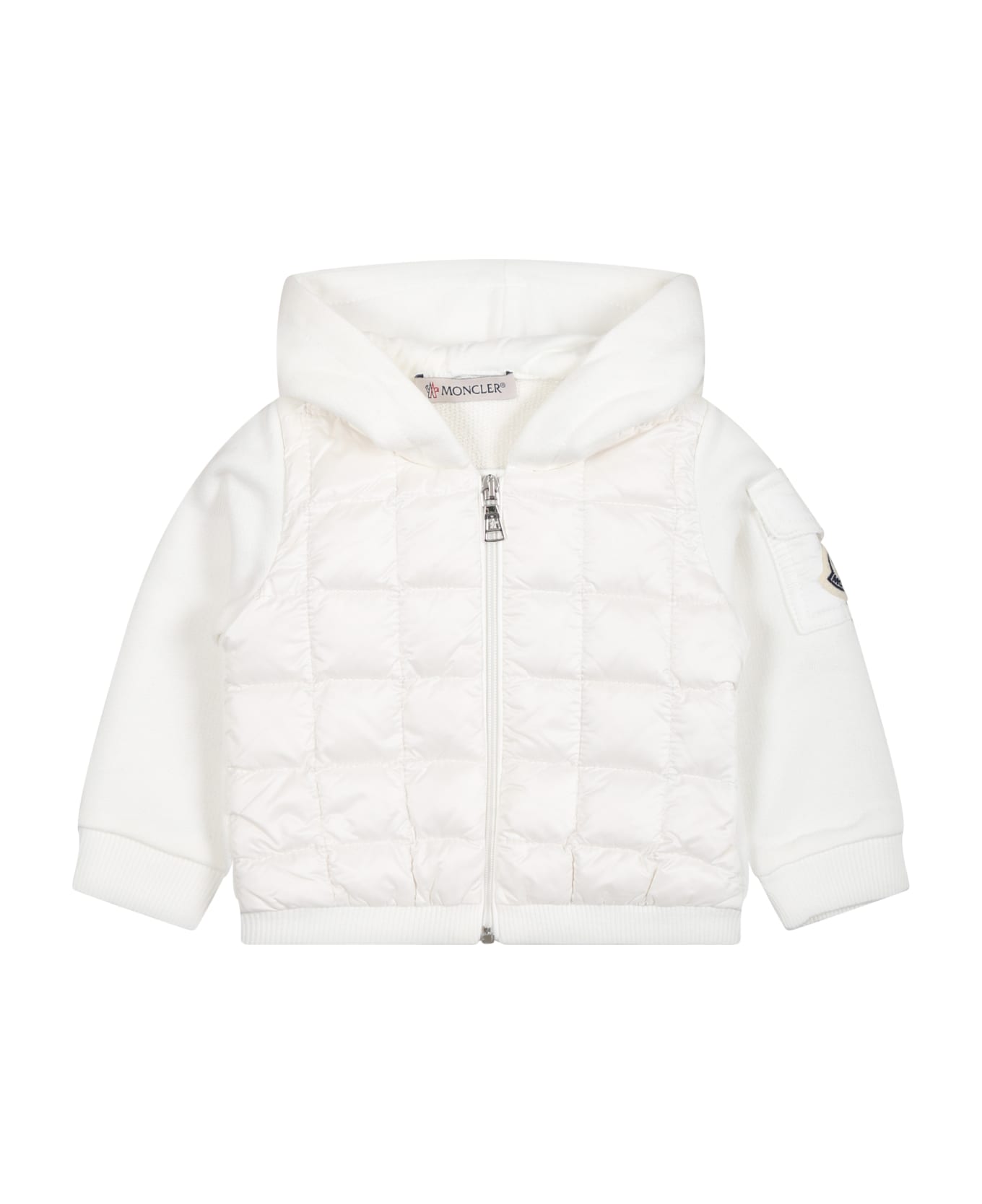 Moncler White Sweatshirt For Babies With Logo - White