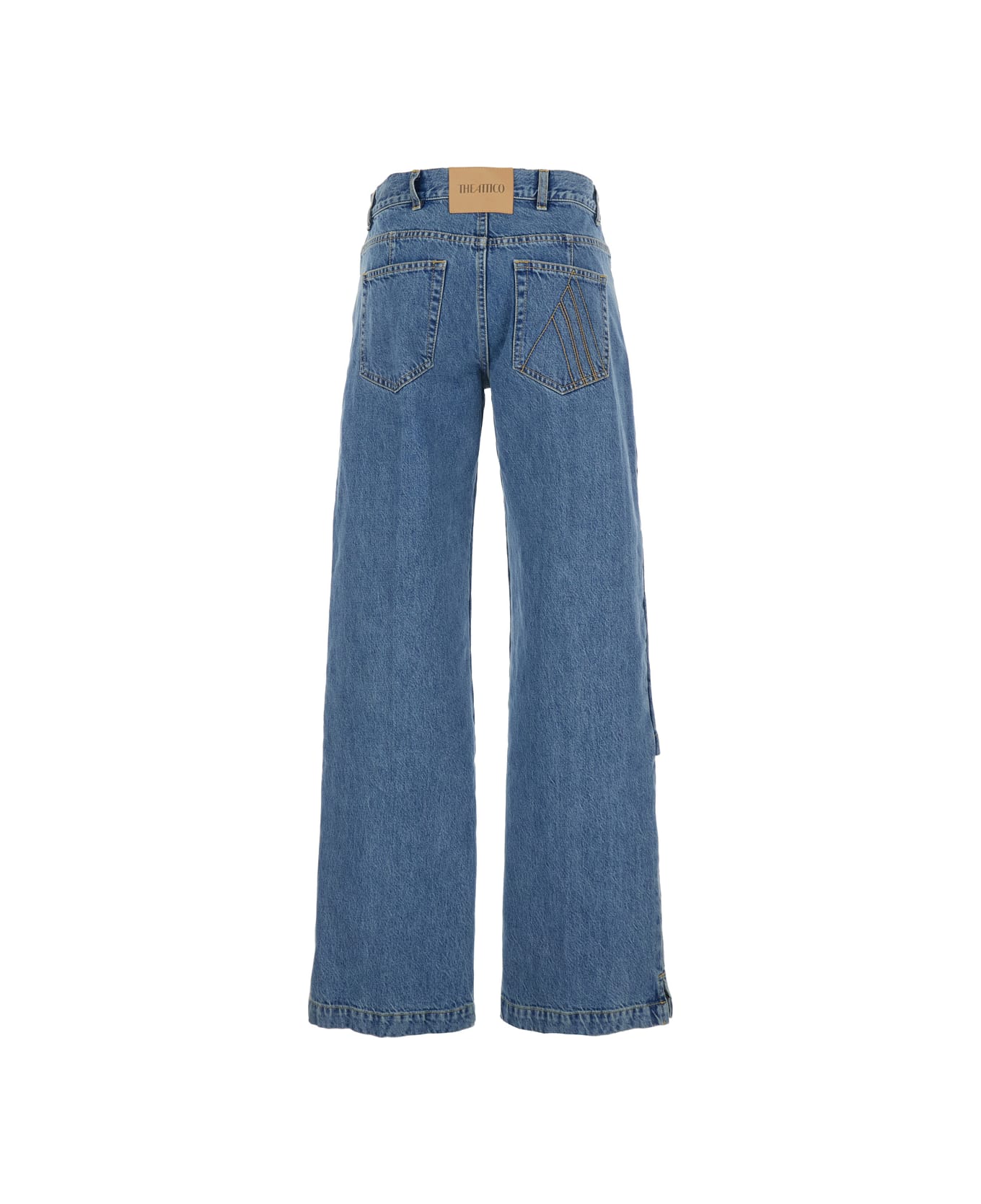 The Attico Blue Jeans With Logo Detail On The Pocket And Logo Patch On The Rear In Denim Woman - Blu