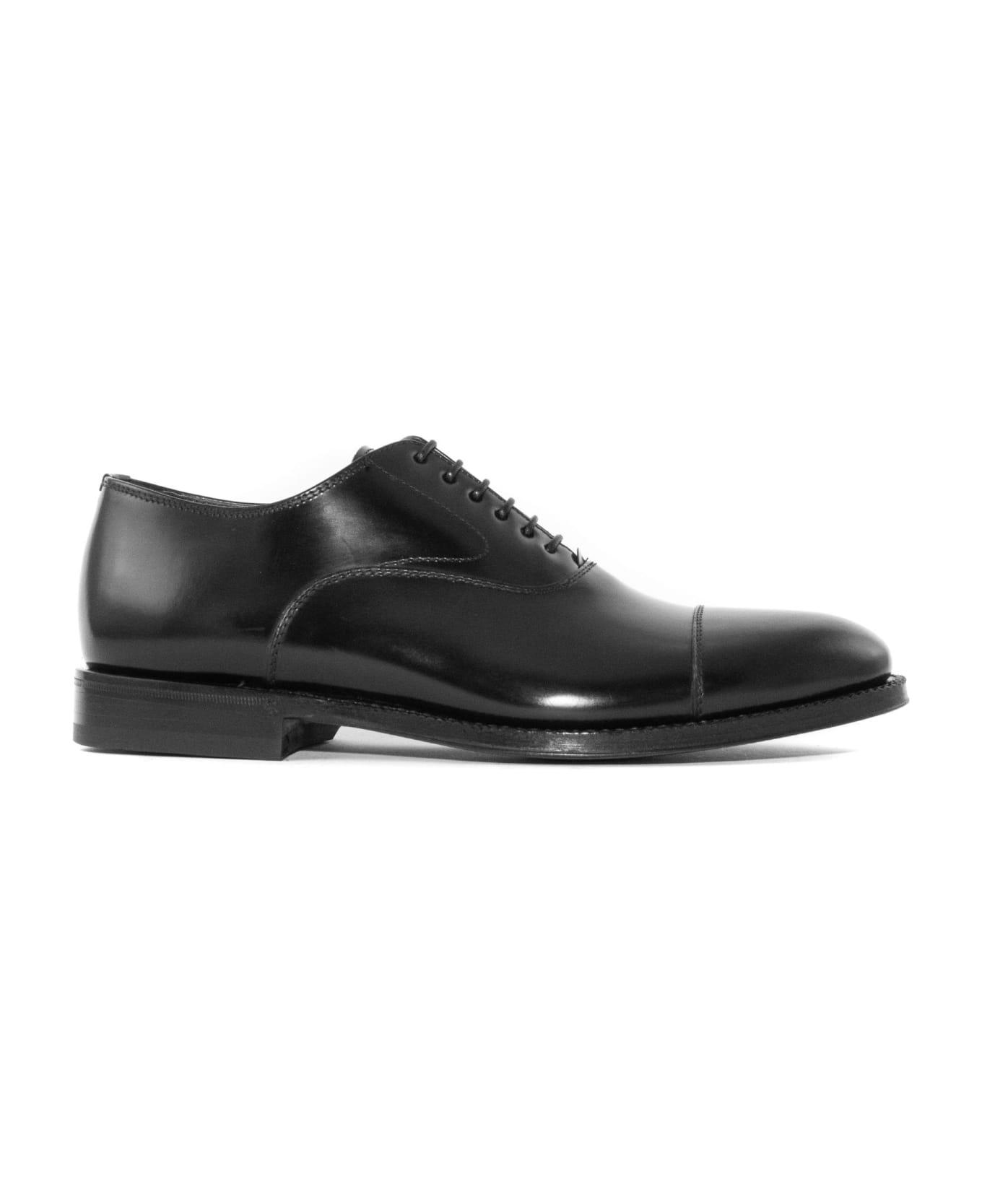 Green George Black Brushed Leather Oxford Shoes - Black