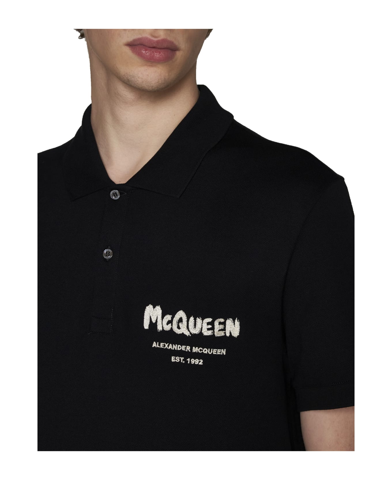 Alexander McQueen Cotton Polo Shirt - Black