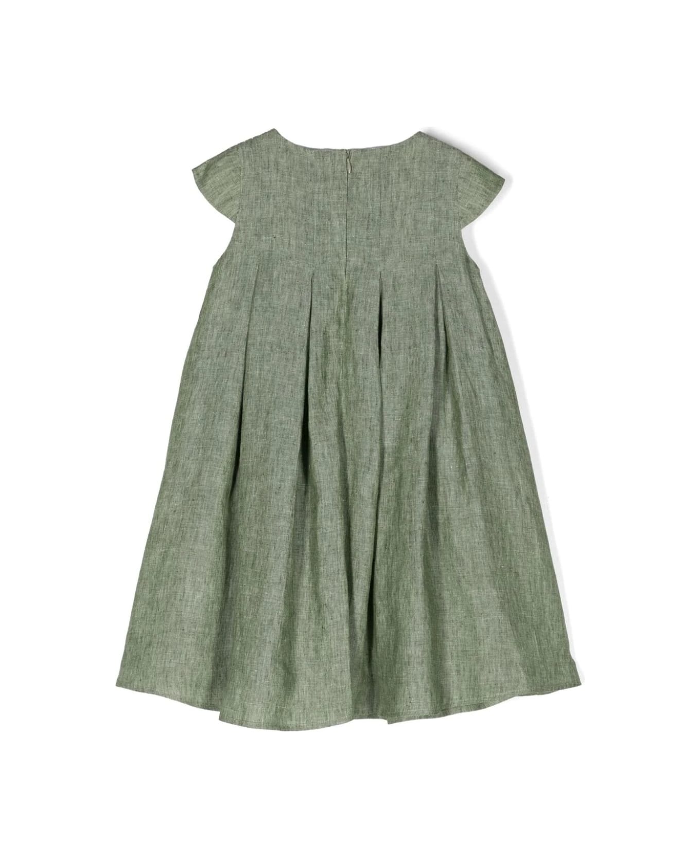 Il Gufo Sage Green Linen Dress - Green