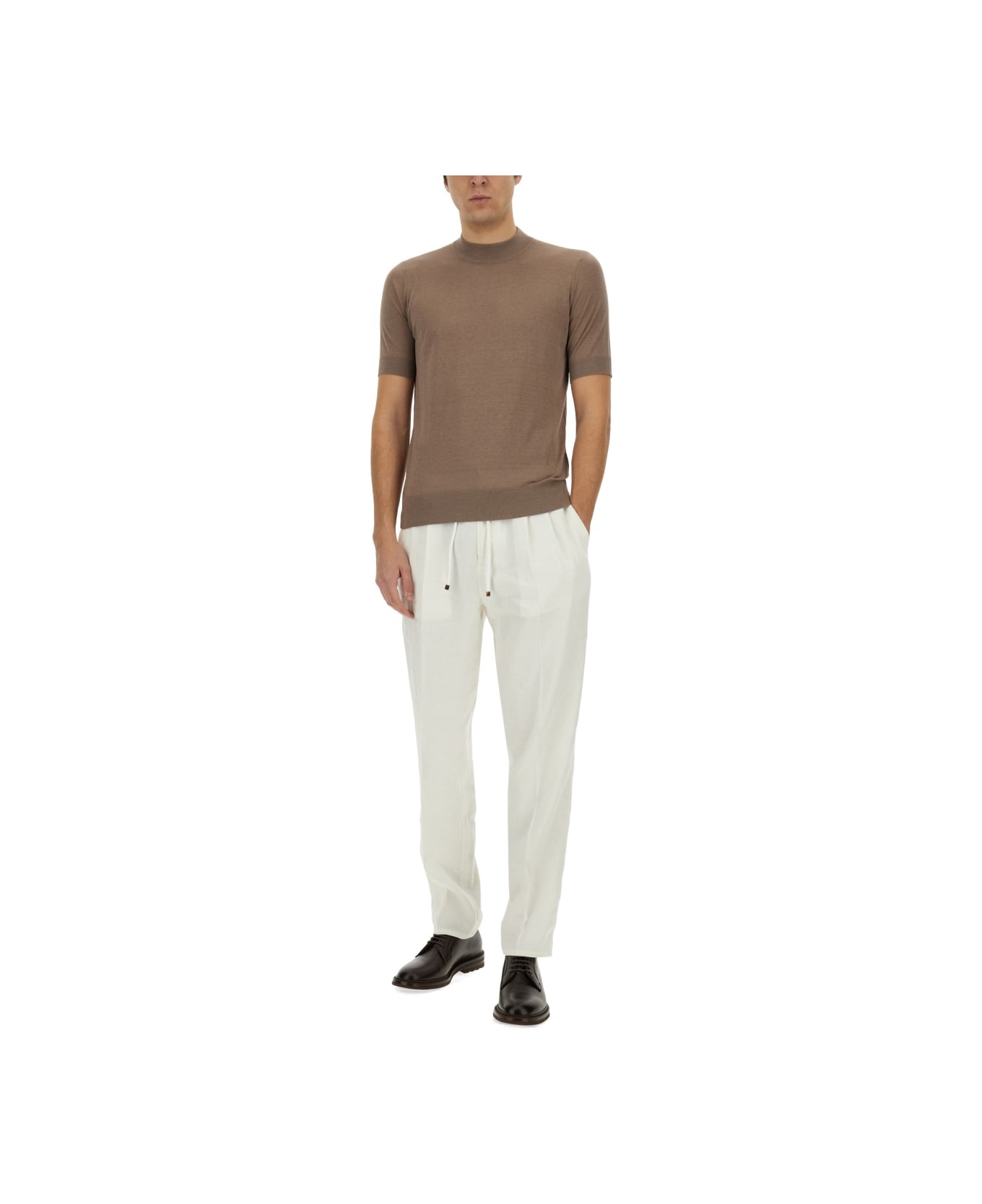 Brunello Cucinelli Knitted T-shirt - BROWN