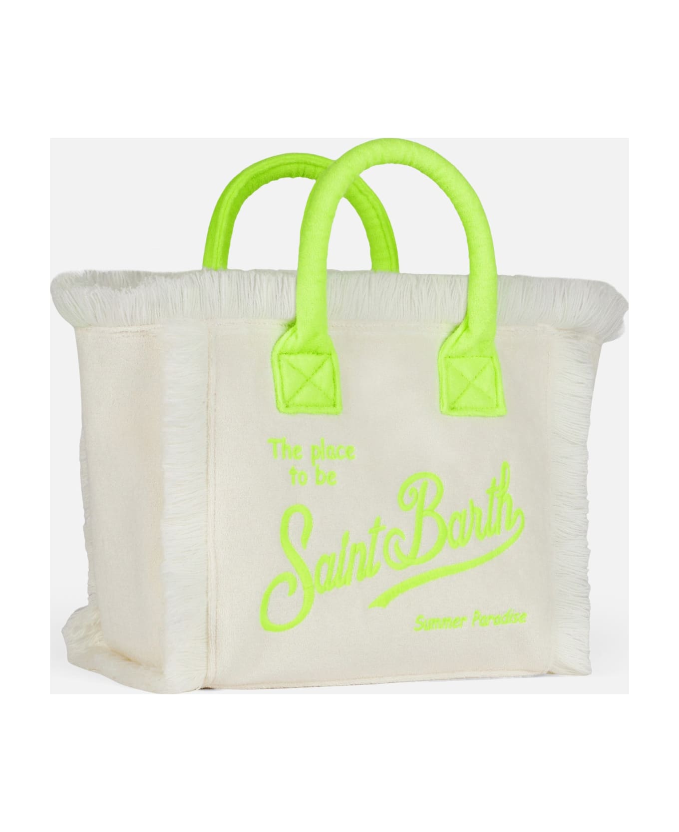 MC2 Saint Barth Colette White Terry Handbag With Saint Barth Logo - WHITE