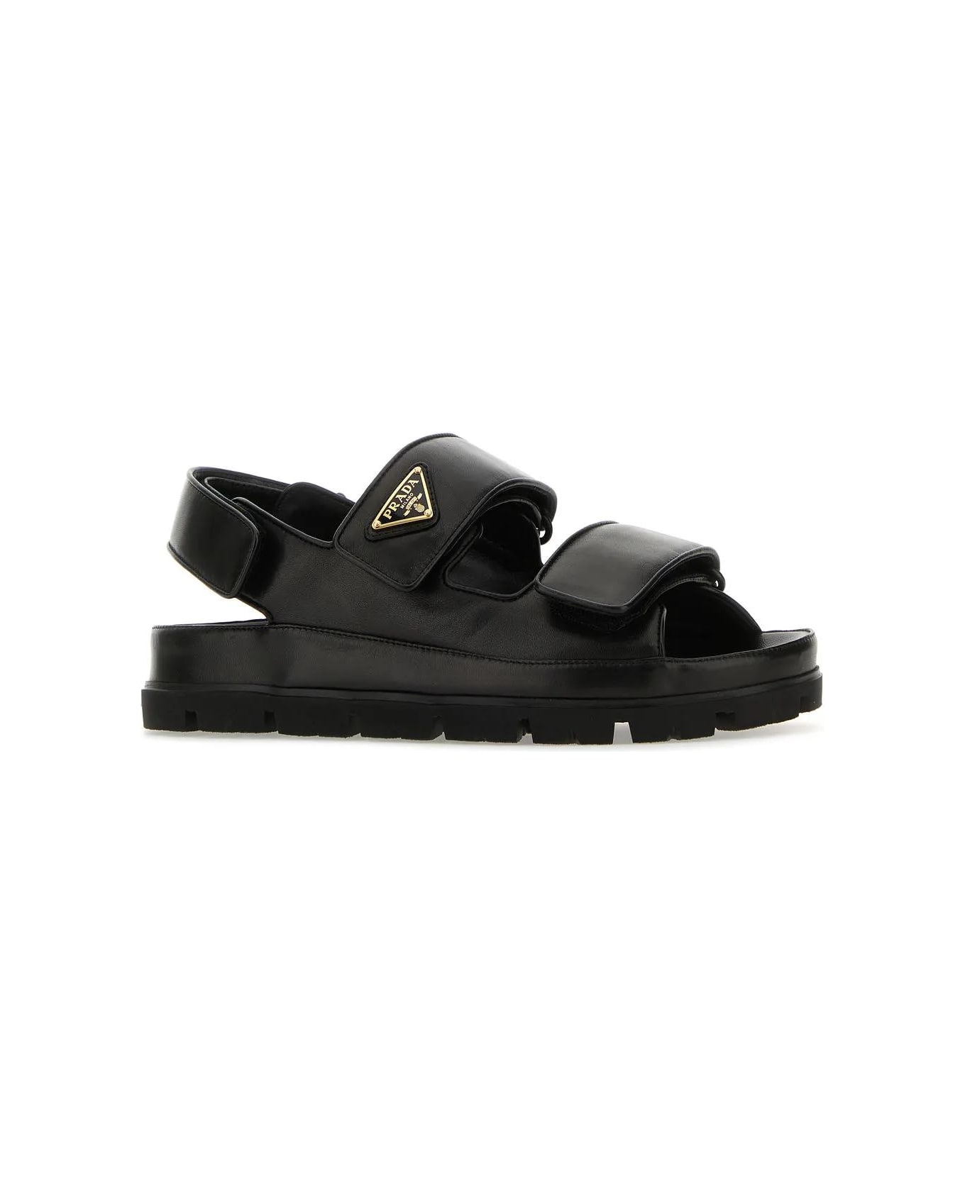 Prada Black Nappa Leather Sandals - Black