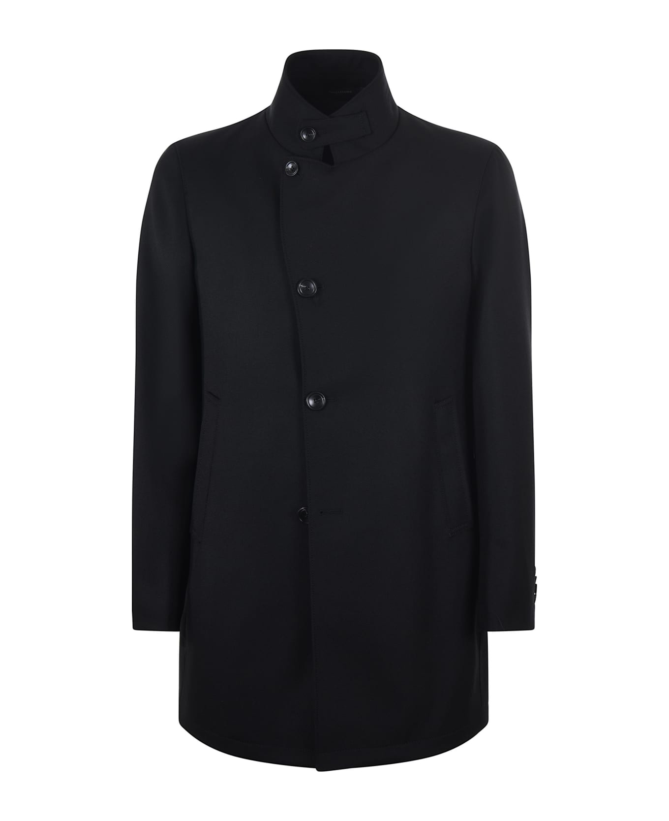 Tagliatore 'gordon' Wool-blend Gabardine Fabric Coat - BLACK