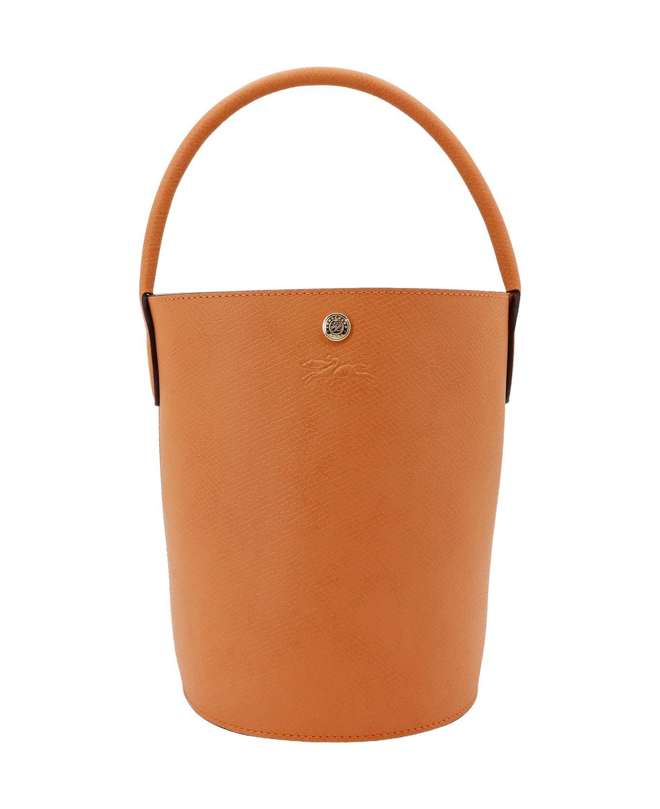 Longchamp Re Logo Embossed Small Bucket Bag - ORANGE
