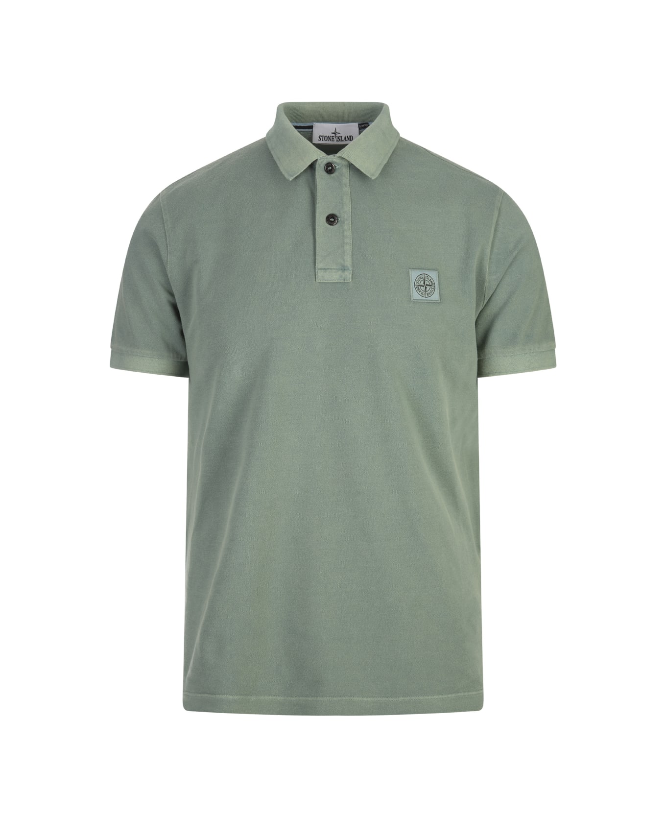 Stone Island Green Pigment Dyed Slim Fit Polo Shirt - Green