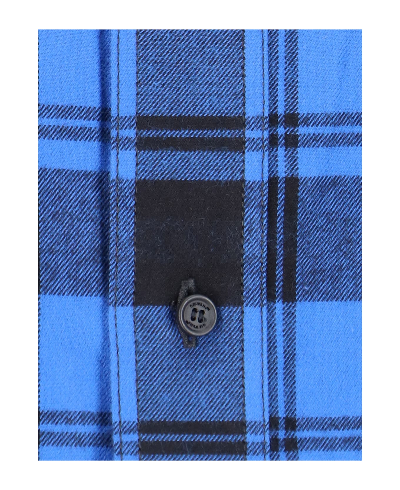 Off-White Checked Flannel Shirt - Blue