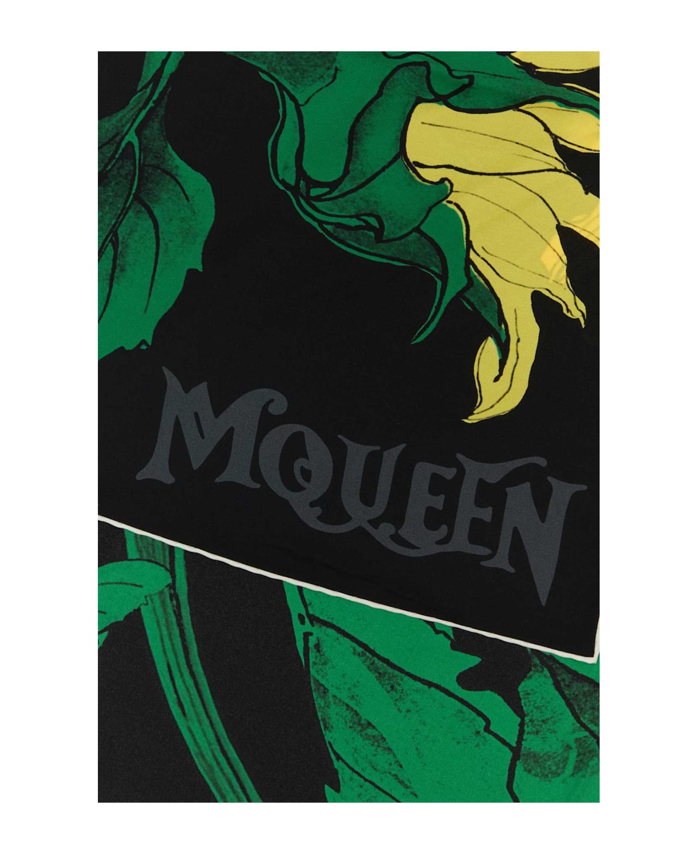 Alexander McQueen Printed Silk Foulard - BLACKYELLOW