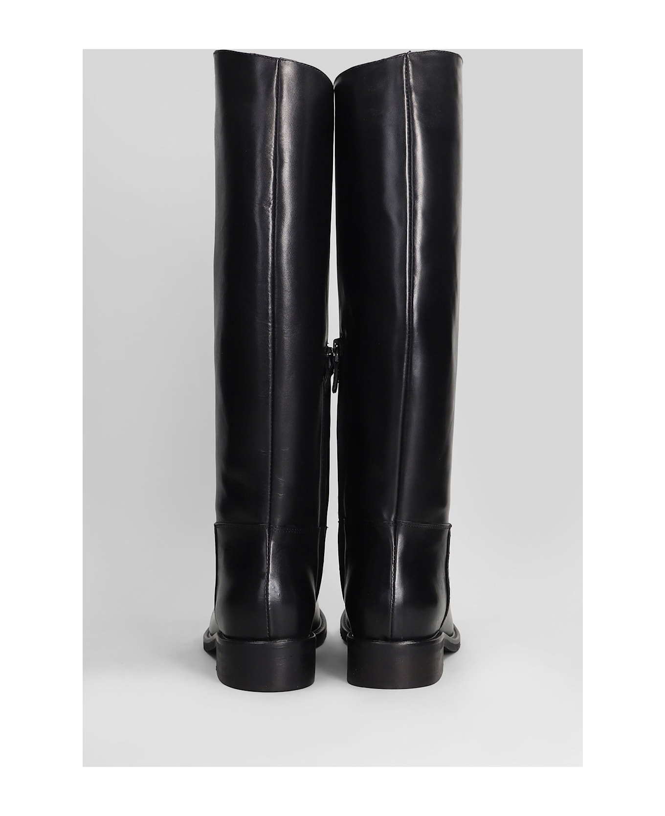 Julie Dee Low Heels Boots In Black Leather - black