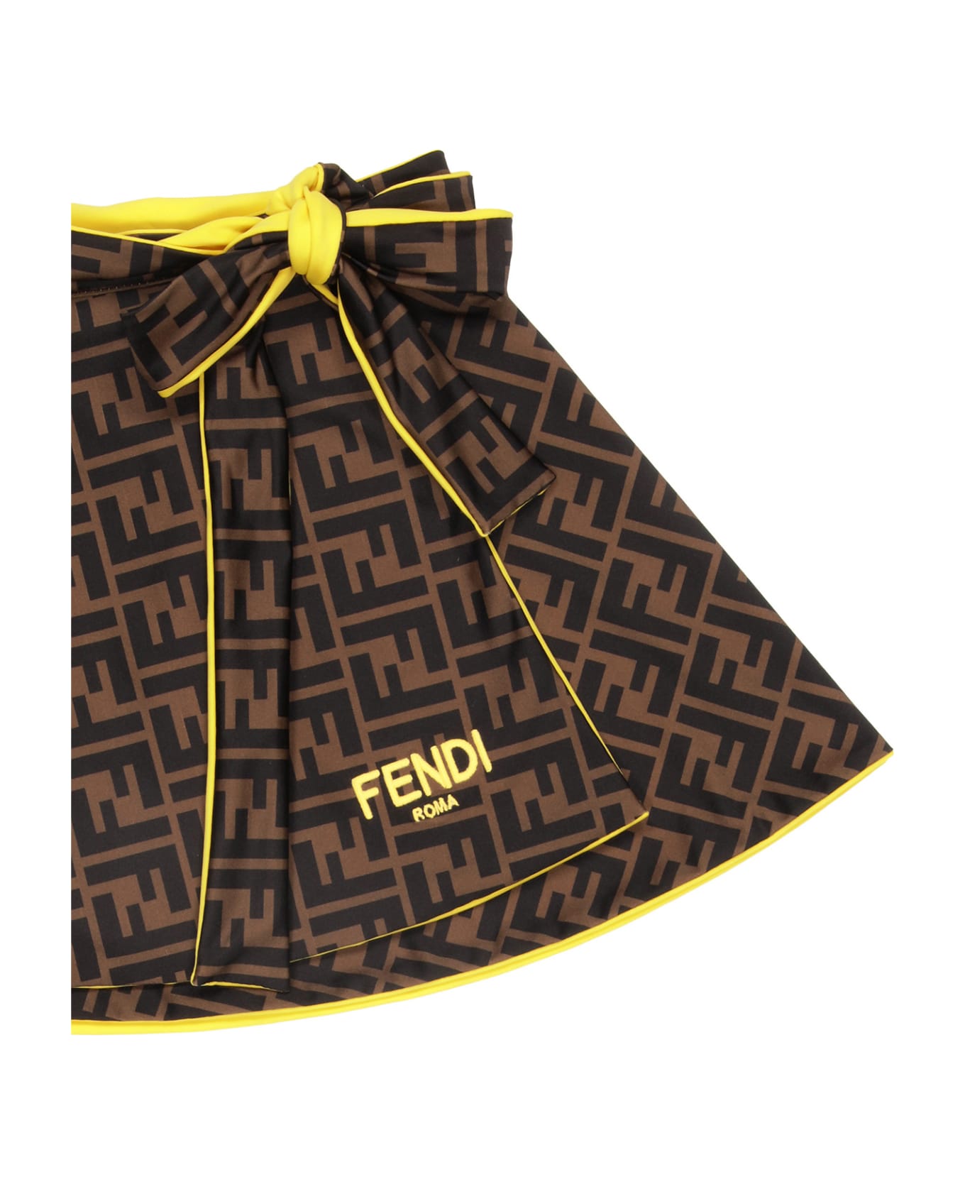 Fendi Ff Sarong In Lycra With Logo - Brown