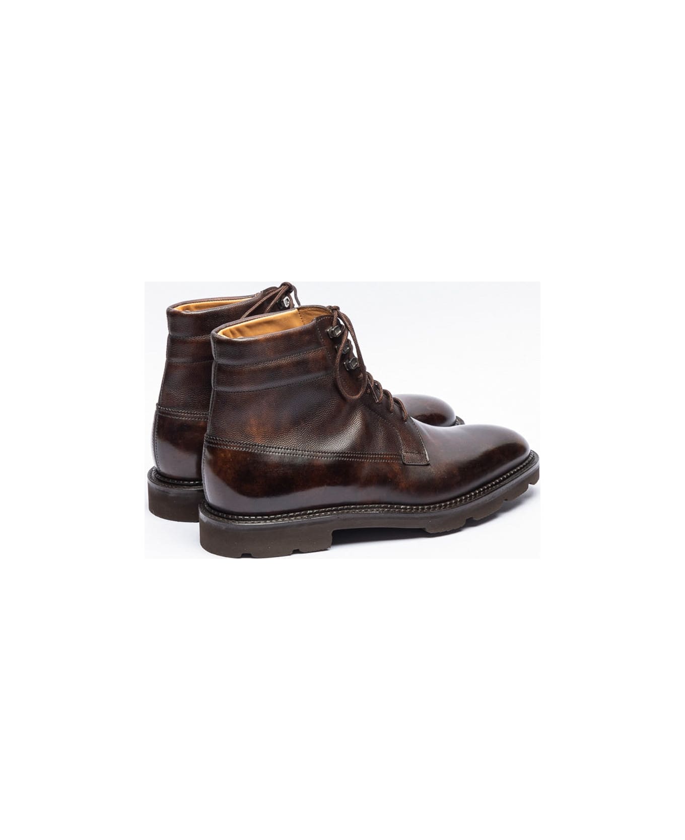 John Lobb Alder Pd Dark Brown Museum Caviar Calf Derby Boot - Marrone