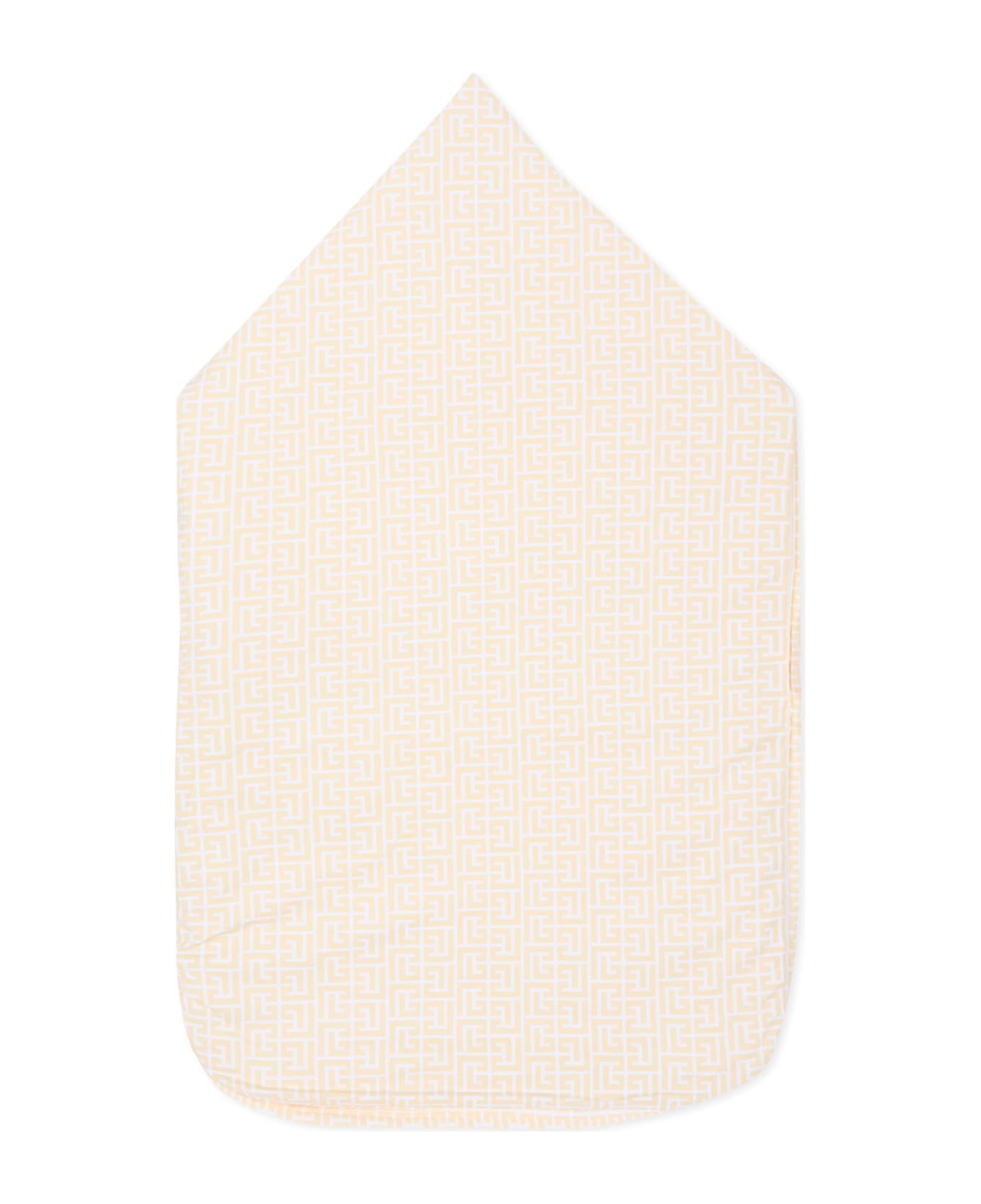 Balmain White Reversible Sleeping Bag With Monogram Labyrinth For Baby - White