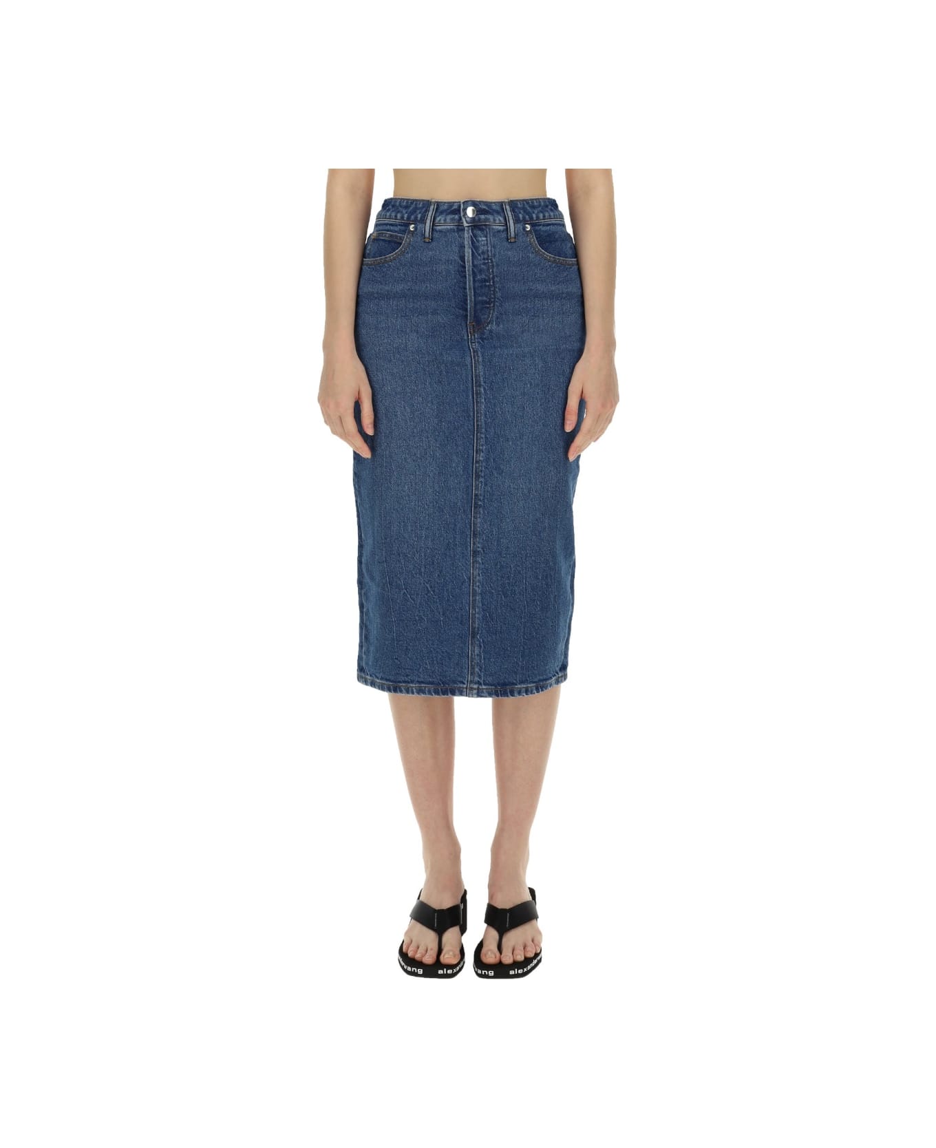 T by Alexander Wang Midi Skirt - Deep Blue