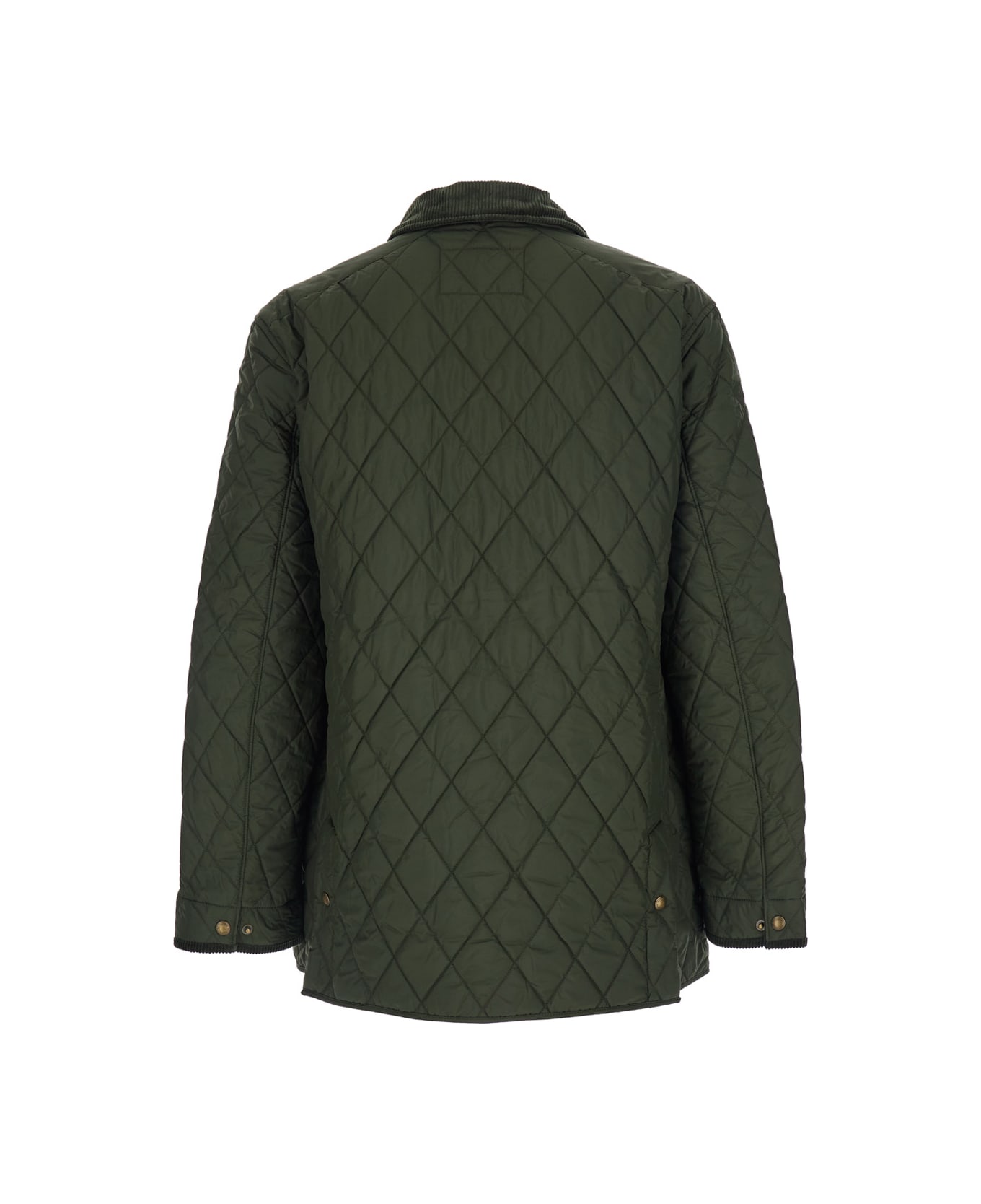 Polo Ralph Lauren Green Jacket With Corduroy Collar And Logo Patch On The Sleeve In Cotton Man - Green