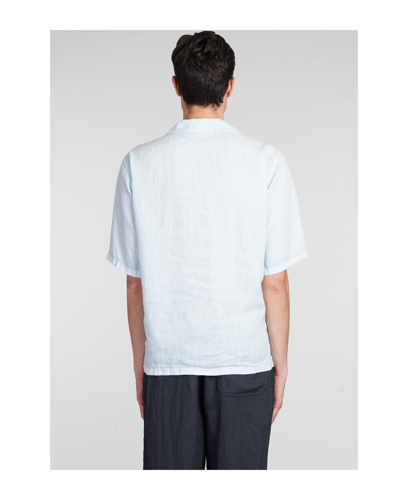 Aspesi Camicia Ago Shirt In Cyan Linen - cyan シャツ