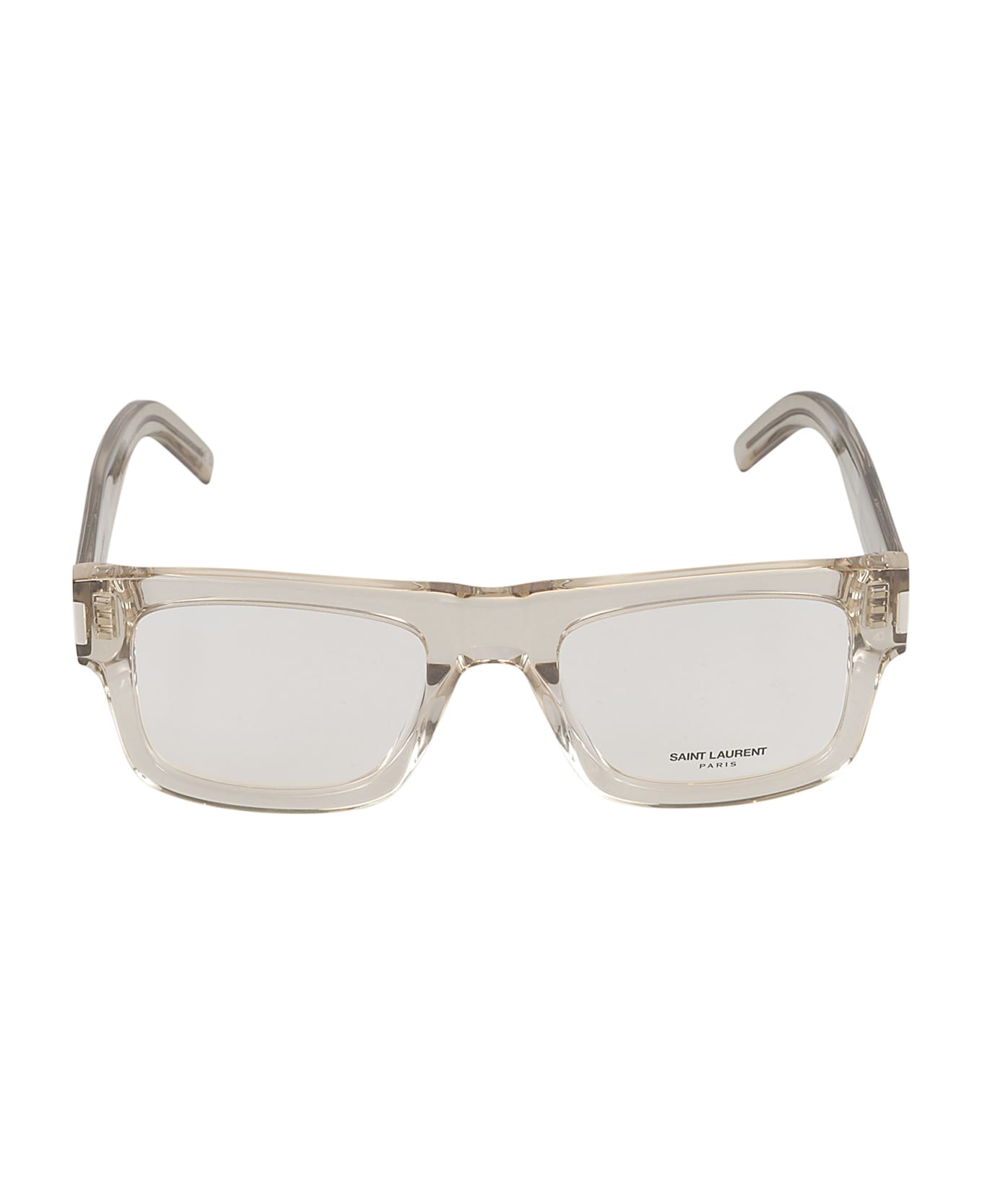 Saint Laurent Eyewear Square Frame Glasses - Beige/Transparent アイウェア