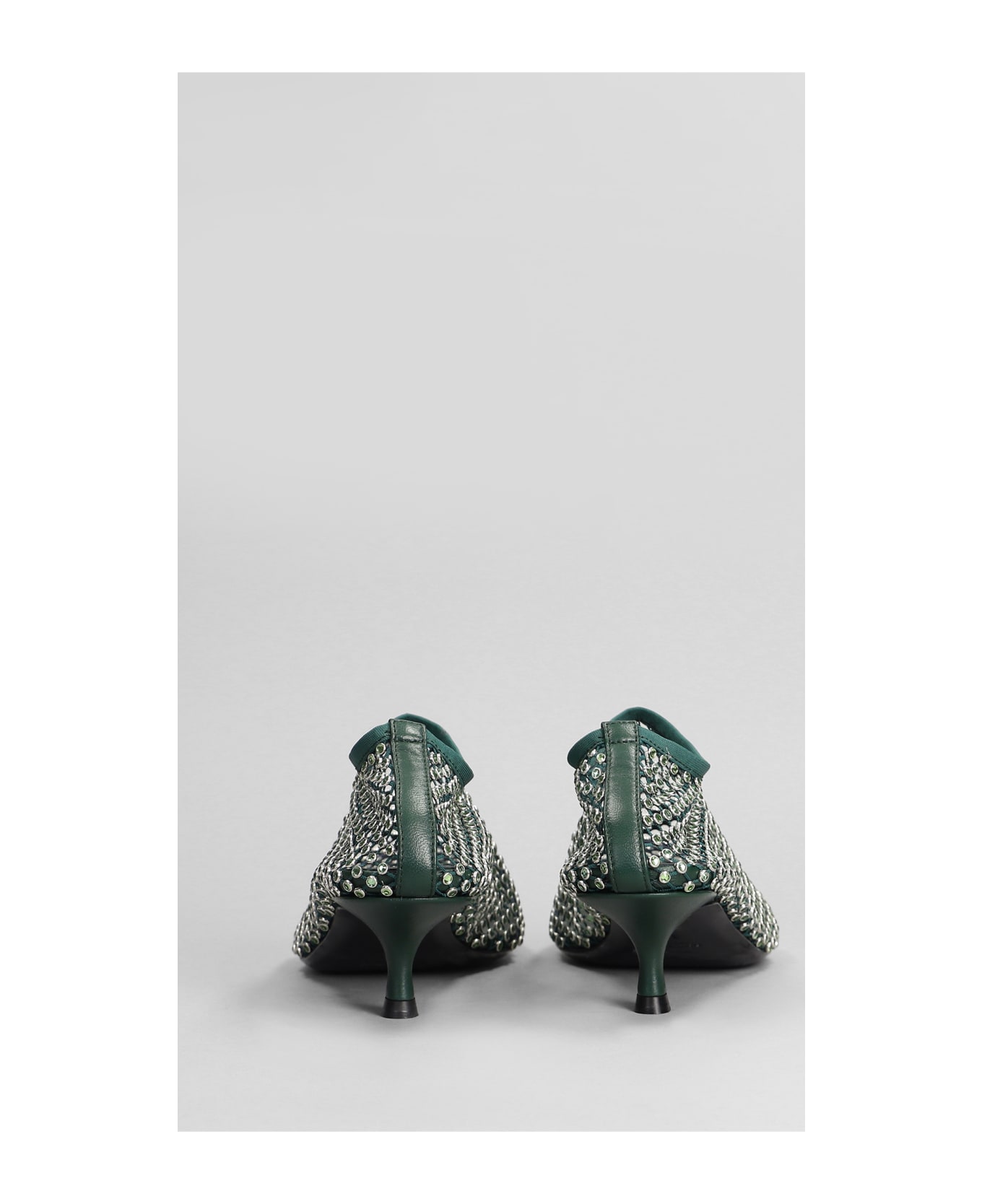 Christopher Esber Minette Crystal Low Heels Ankle Boots In Green Nylon - green