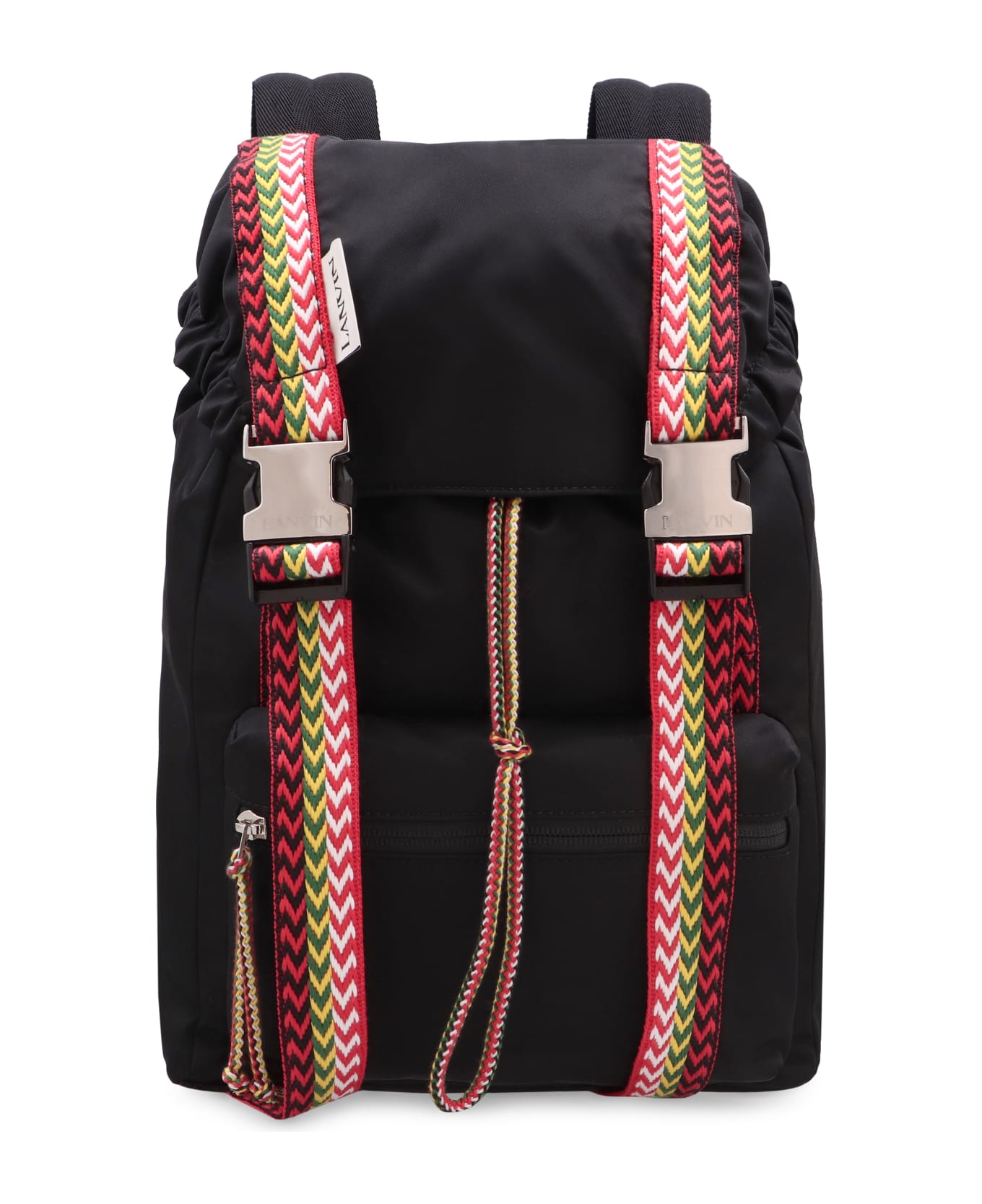 Lanvin Black Nylon Backpack With Curb Ribbons - Black バックパック