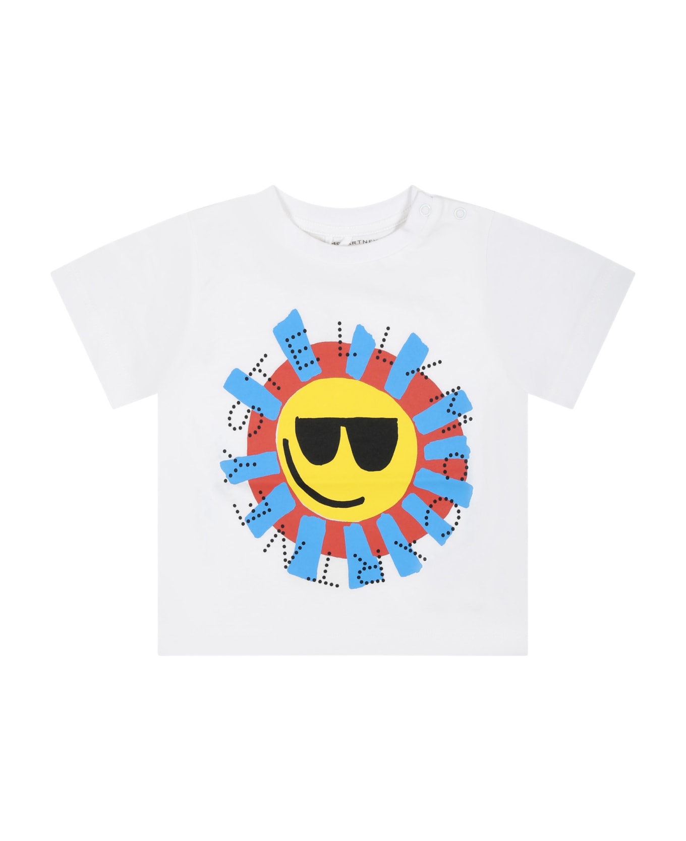Stella McCartney Kids White T-shirt For Baby Boy With Sun - WHITE