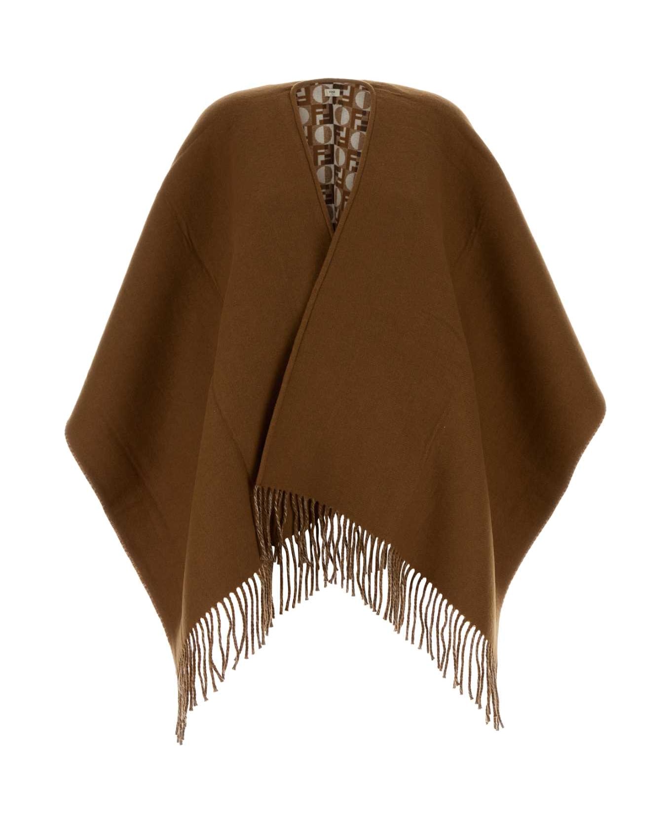 Fendi Biscuit Wool Blend Reversible Cape - CAMMELLO+MULTICOLOR