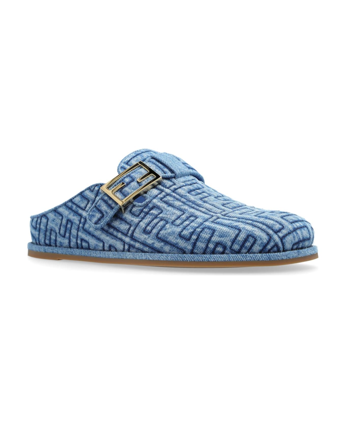 Fendi Slippers With Logo - Blue サンダル