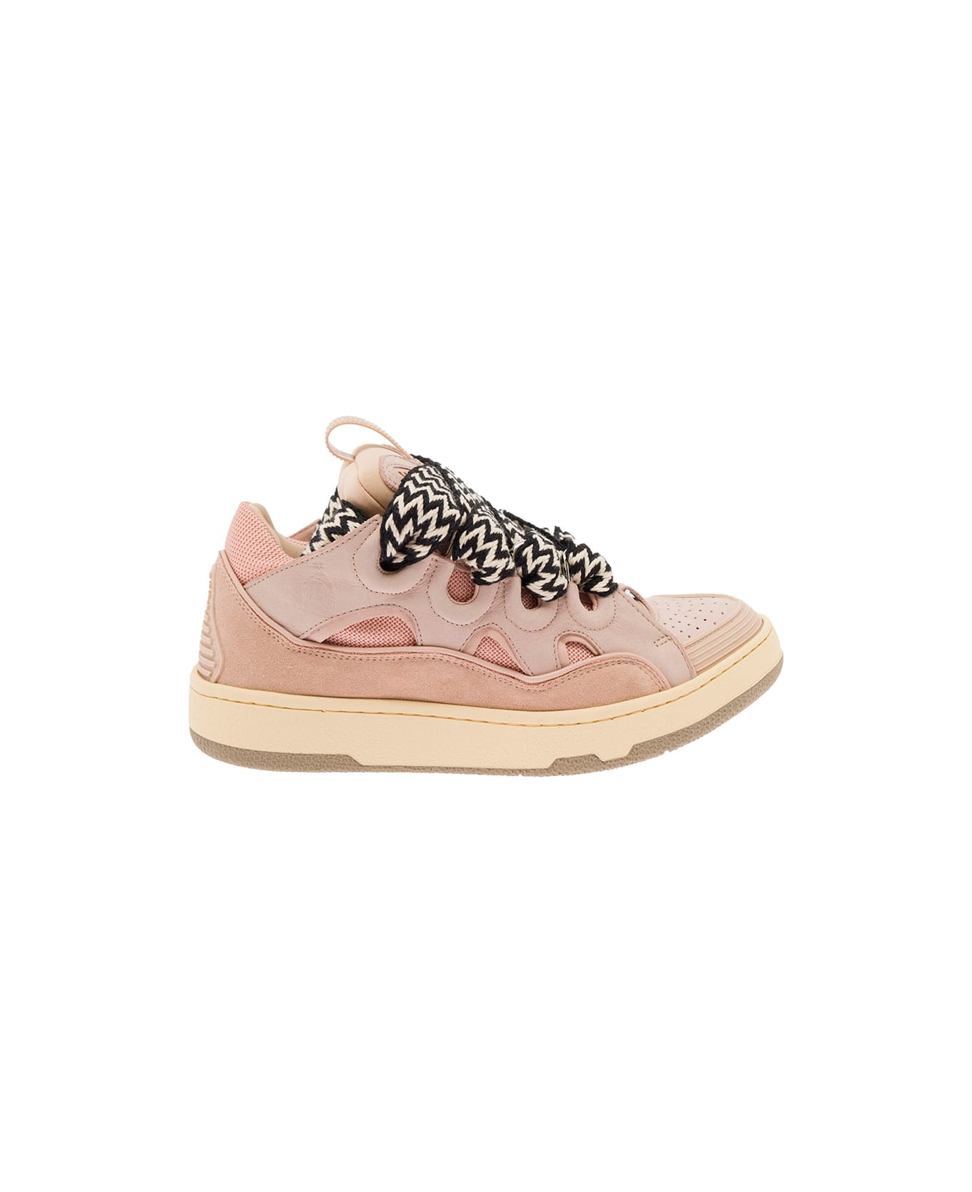 Lanvin 'curb' Multicolor Low-top Sneaker With Oversized Laces In Leather Woman - Pink
