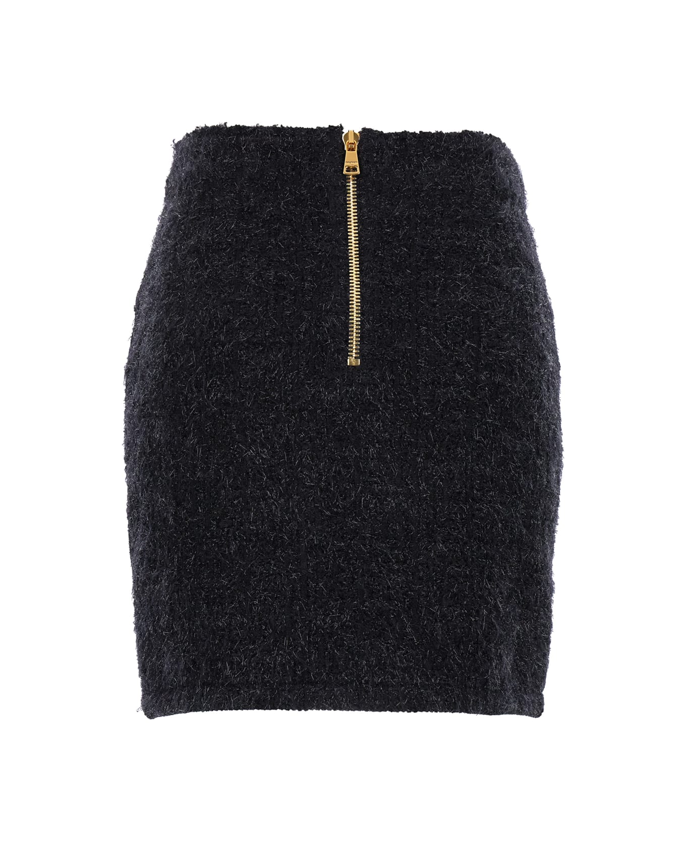 Balmain Black Pencil Mini Skirt With Jewel Buttons In Tweed Woman - Black スカート