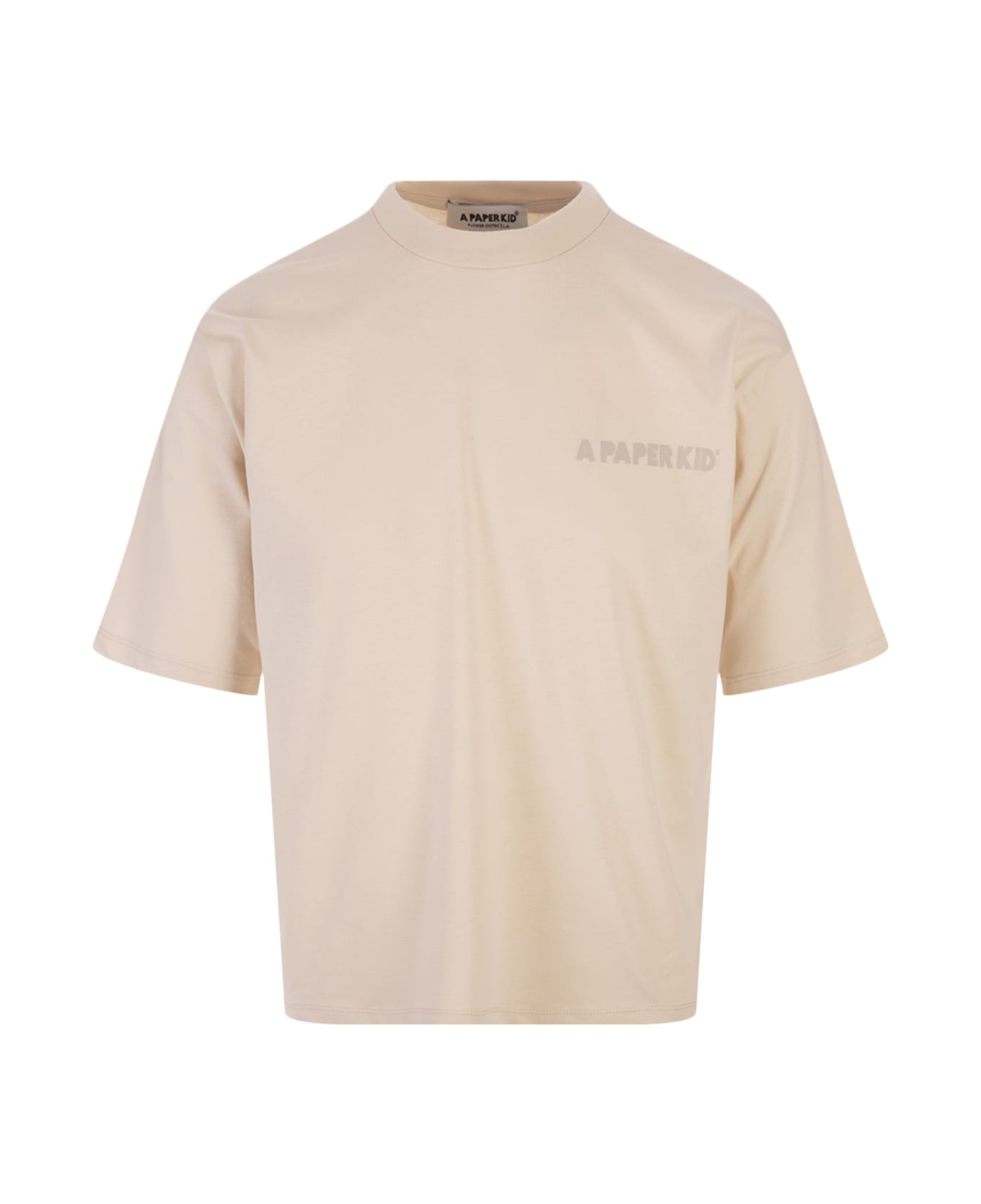 A Paper Kid Sand T-shirt With Logo - BEIGE
