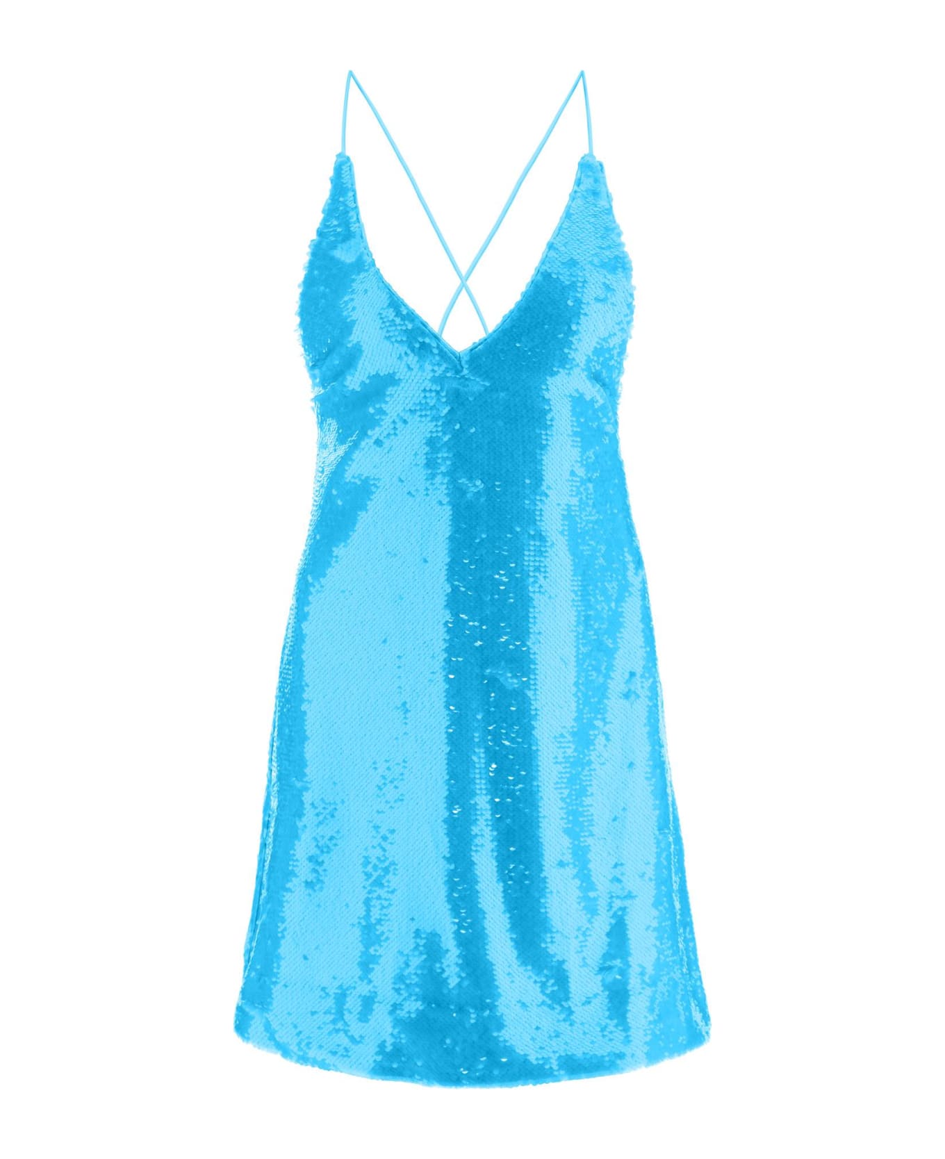Ganni Sequined Mini Dress - BLUE CURACAO (Light blue)