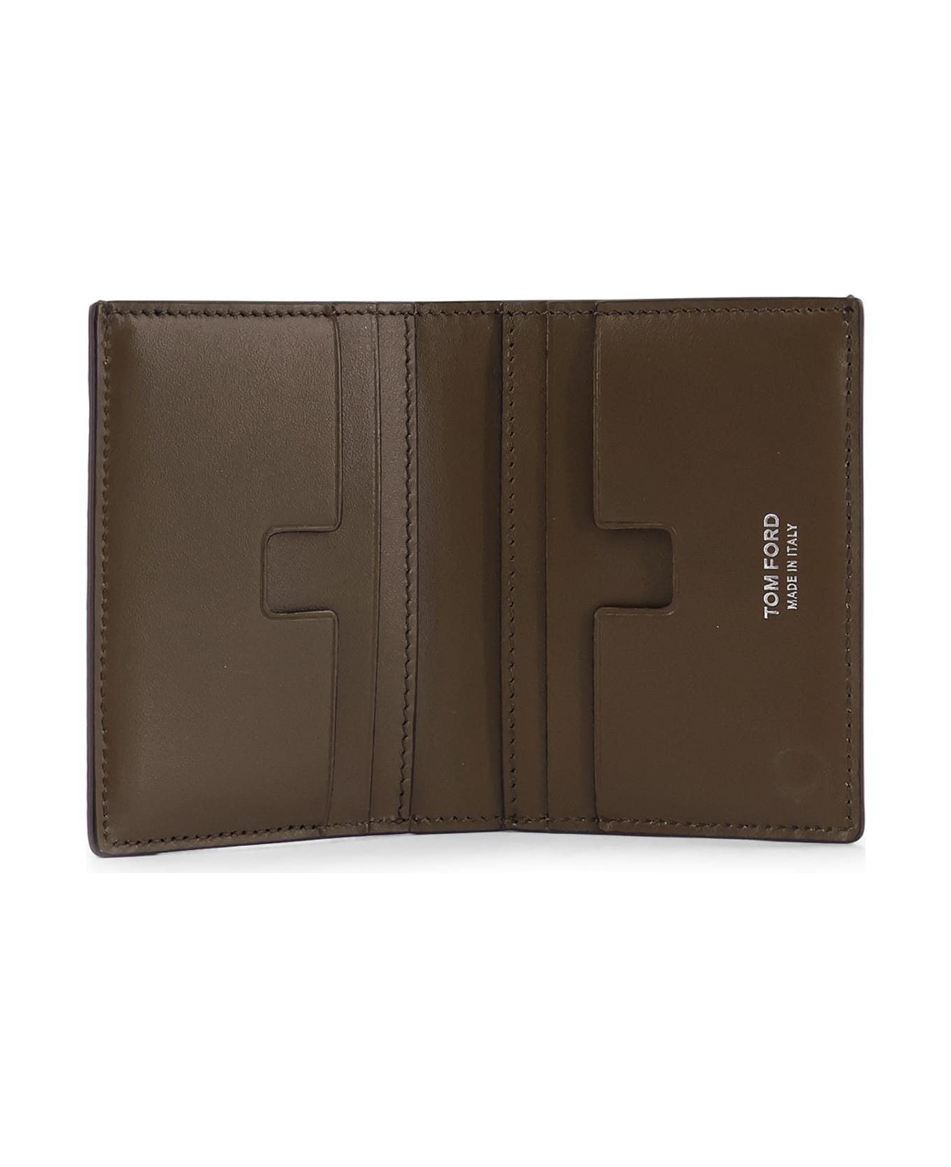 Tom Ford Leather Cardholder With Croco Effect - SLATE