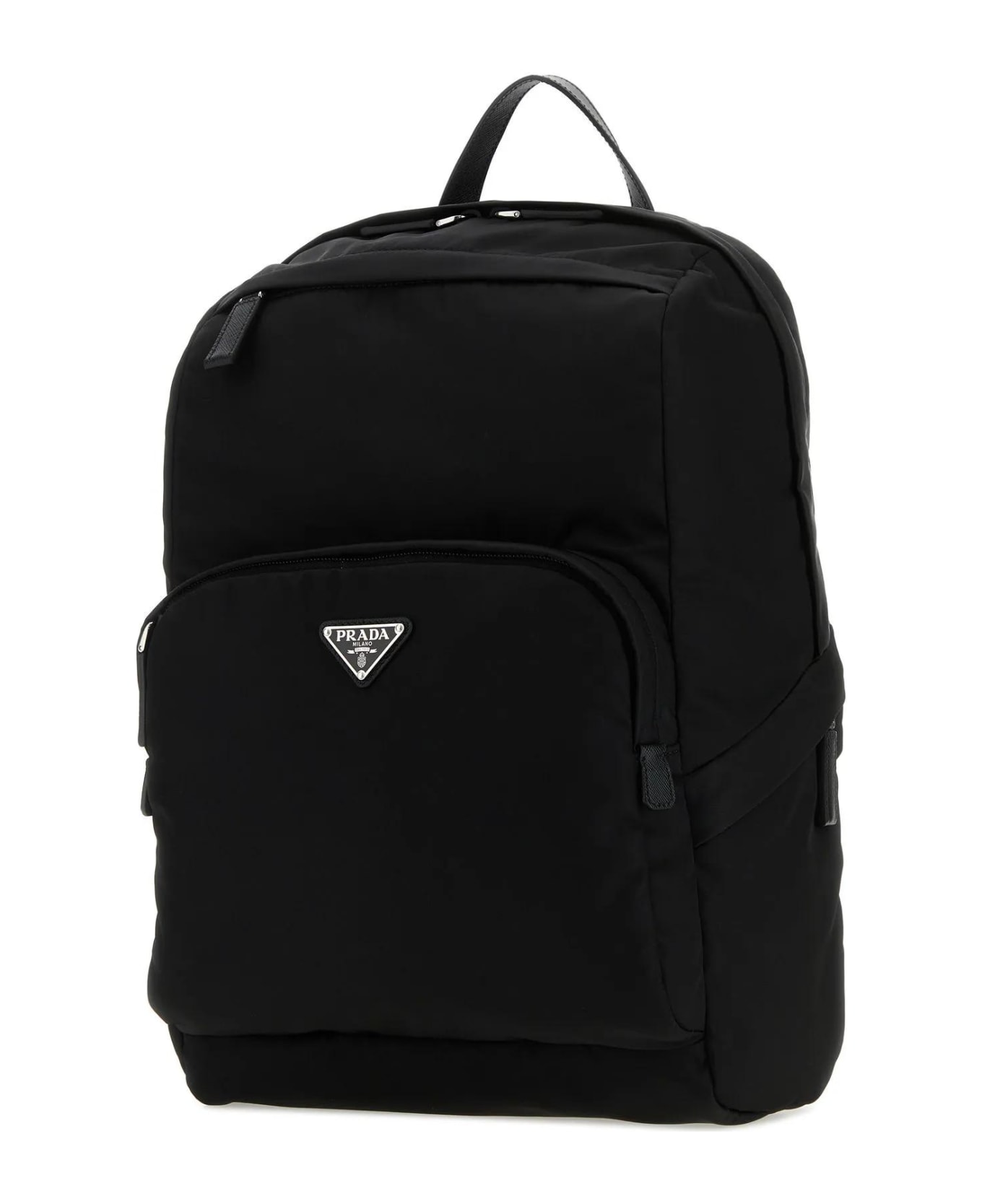 Prada Black Re-nylon And Leather Backpack