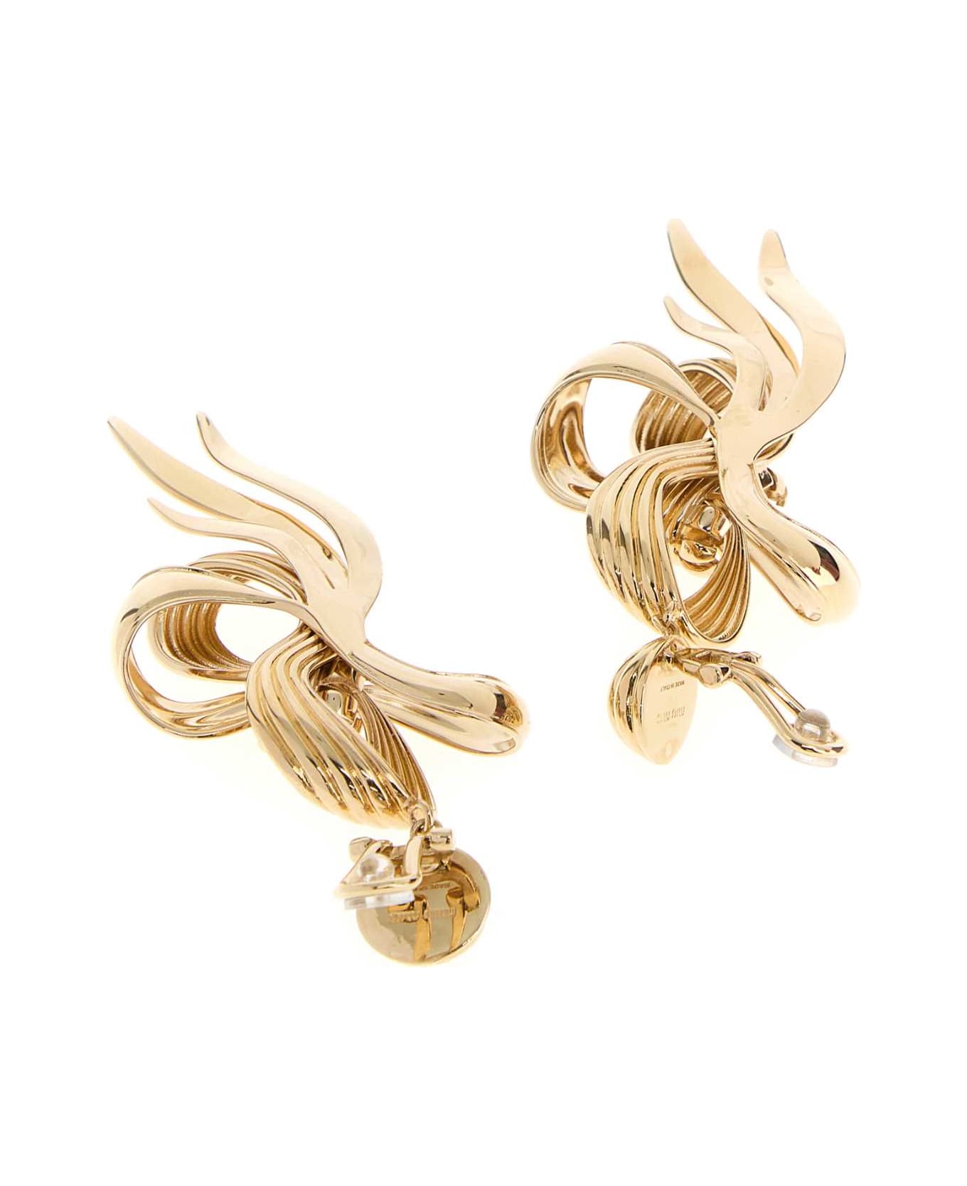 Miu Miu Gold Metal Earrings - ORO