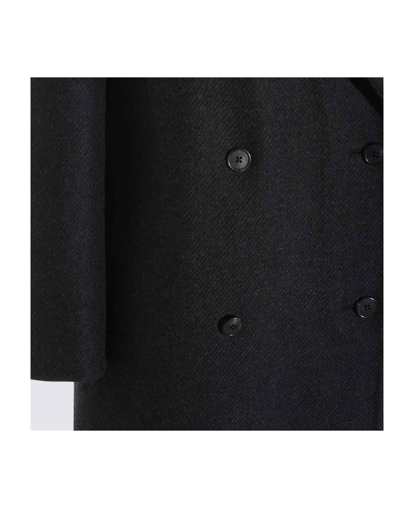 The Row Black Wool Coat - DARK CHARCOAL