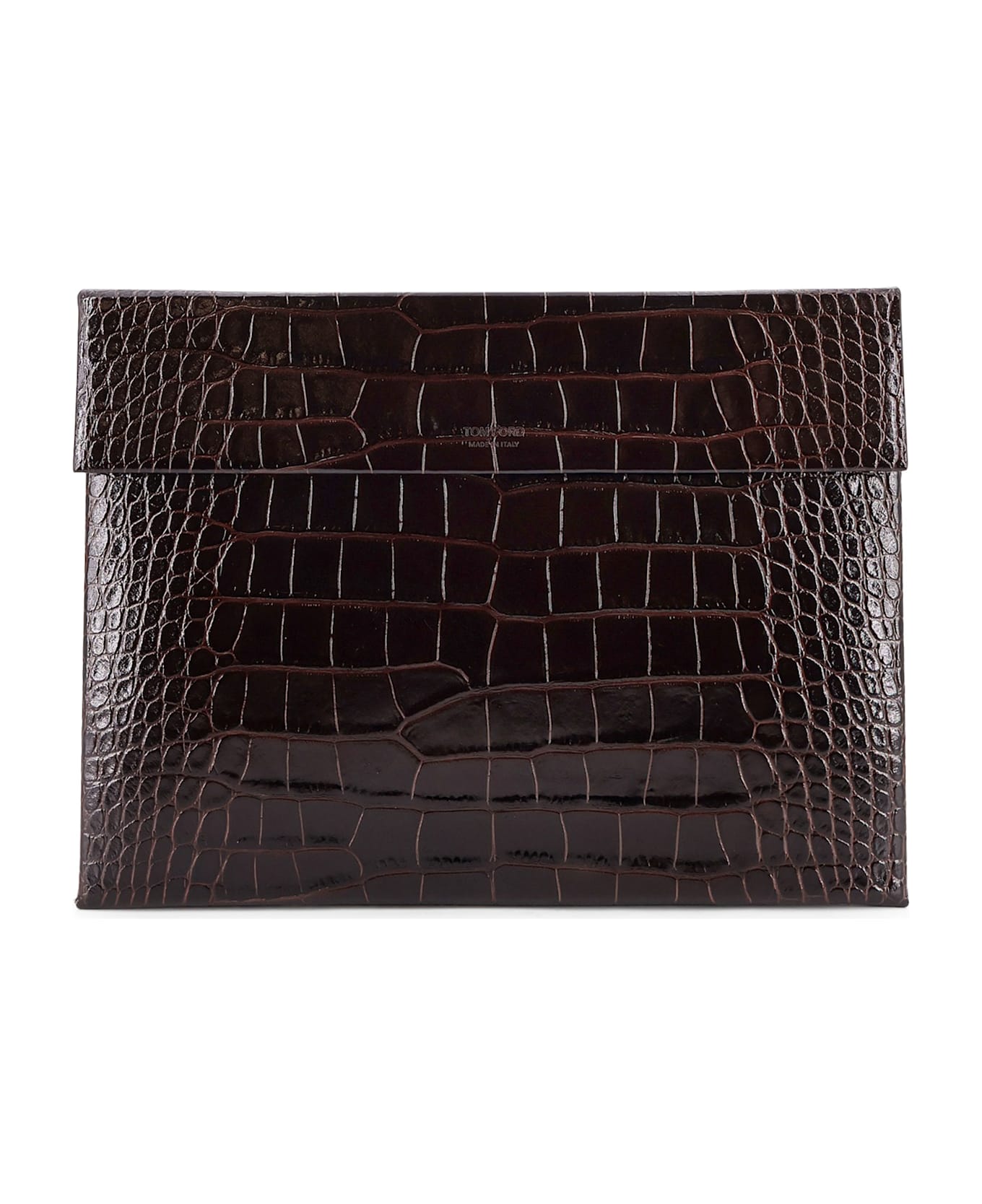 Tom Ford Crocodile-print Leather Document Holder - Brown