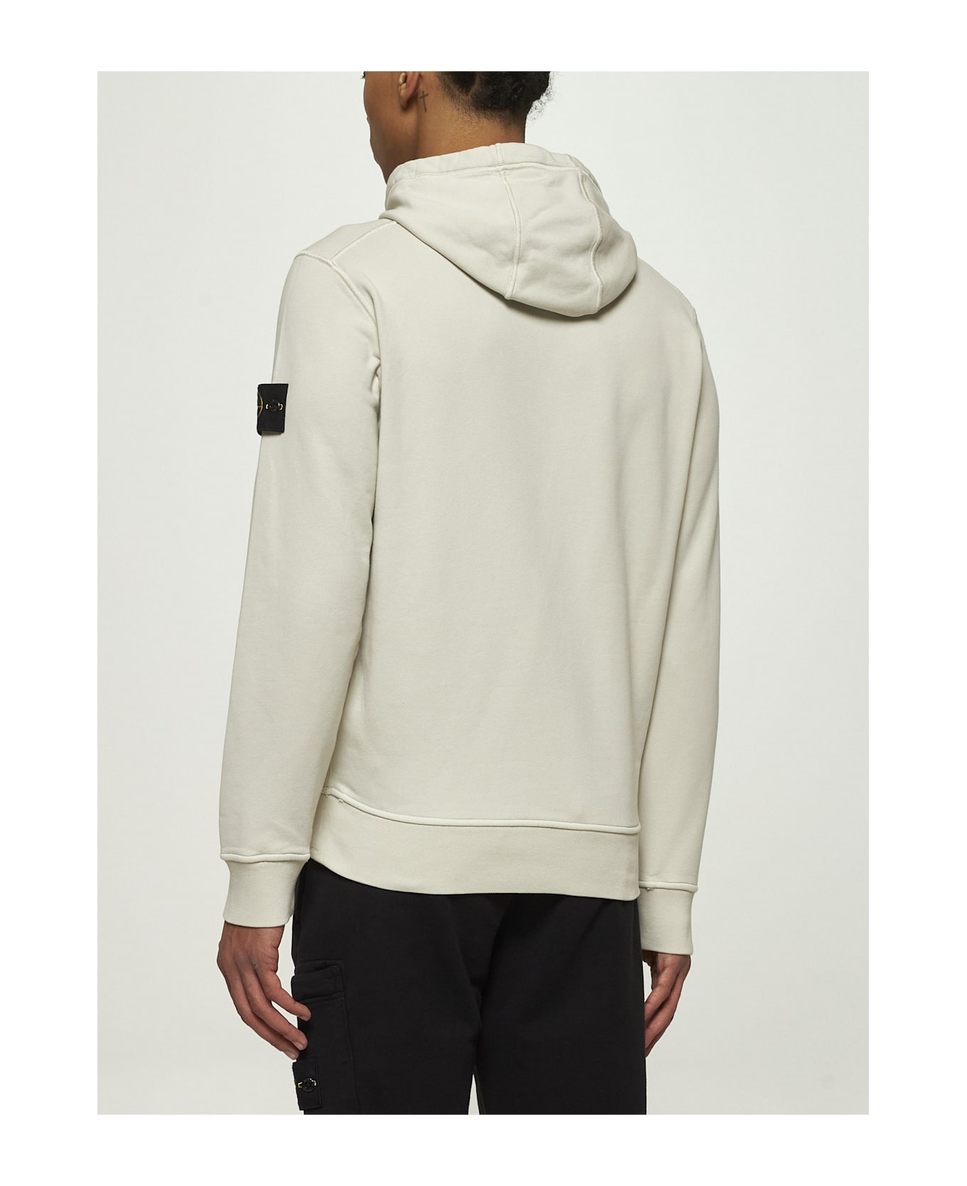 Stone Island Beige Cotton Hoodie - White