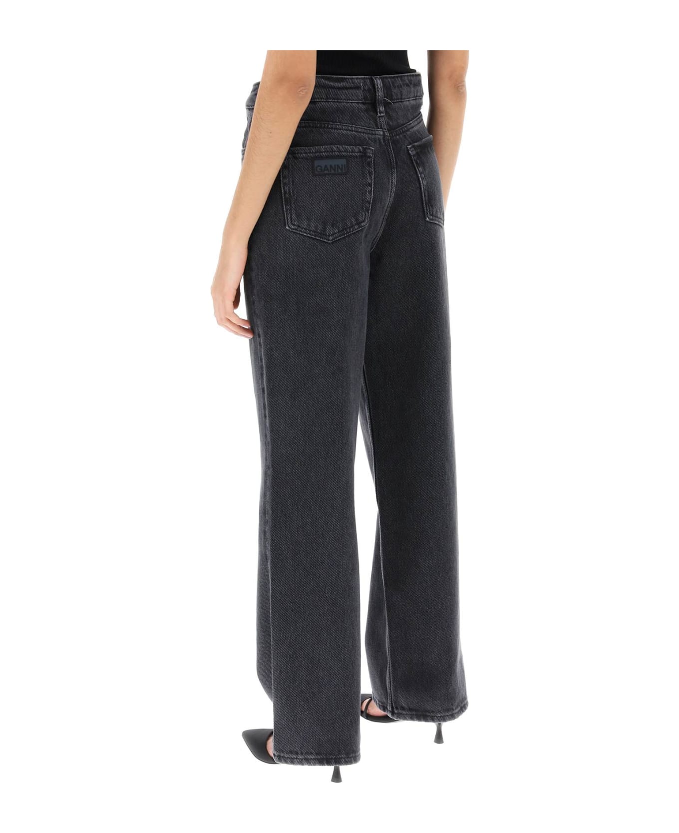 Ganni Loose Jeans With Drawstring - WASHED BLACKBLACK (Grey) デニム
