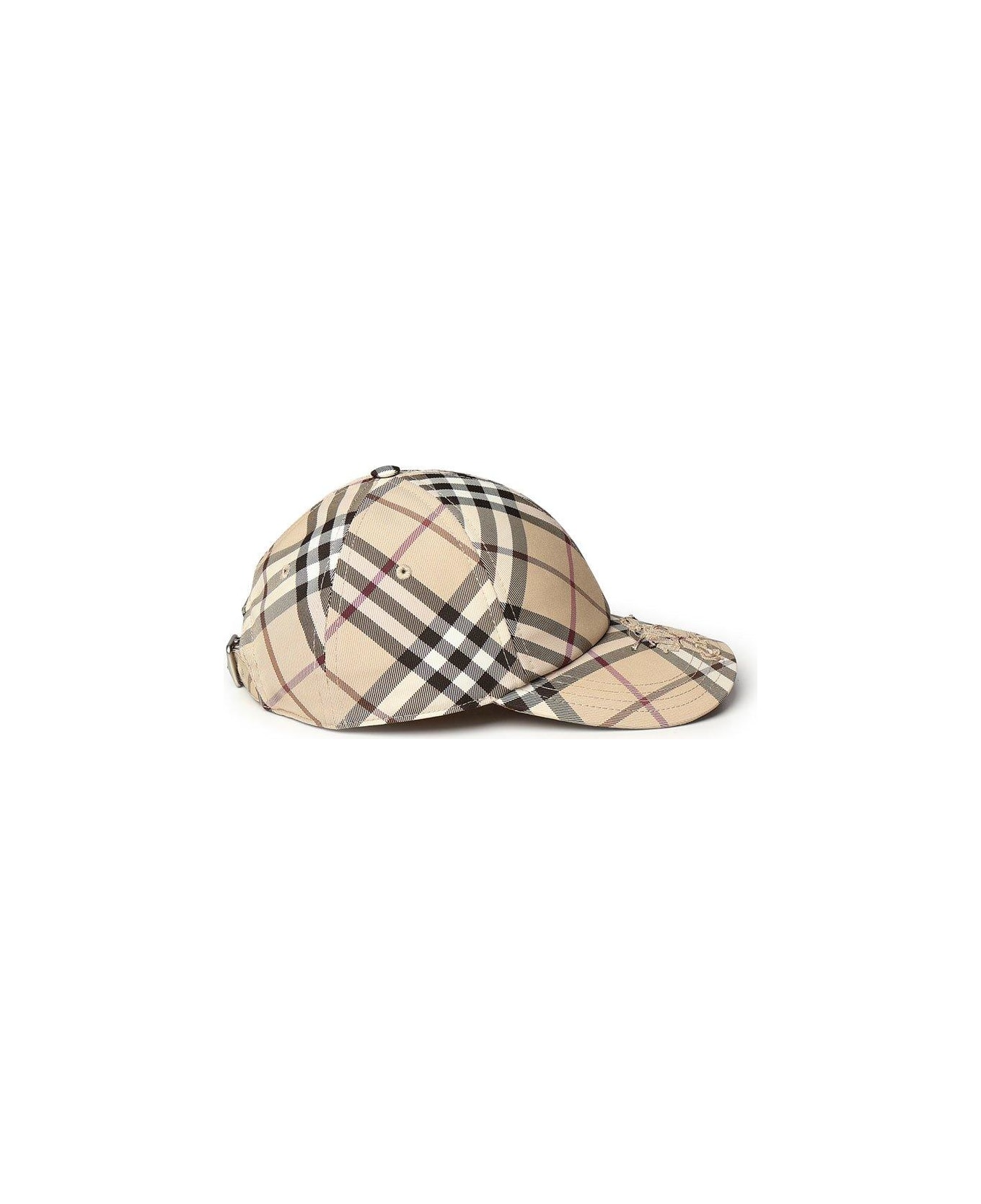 Burberry Hat With Check Pattern - Beige