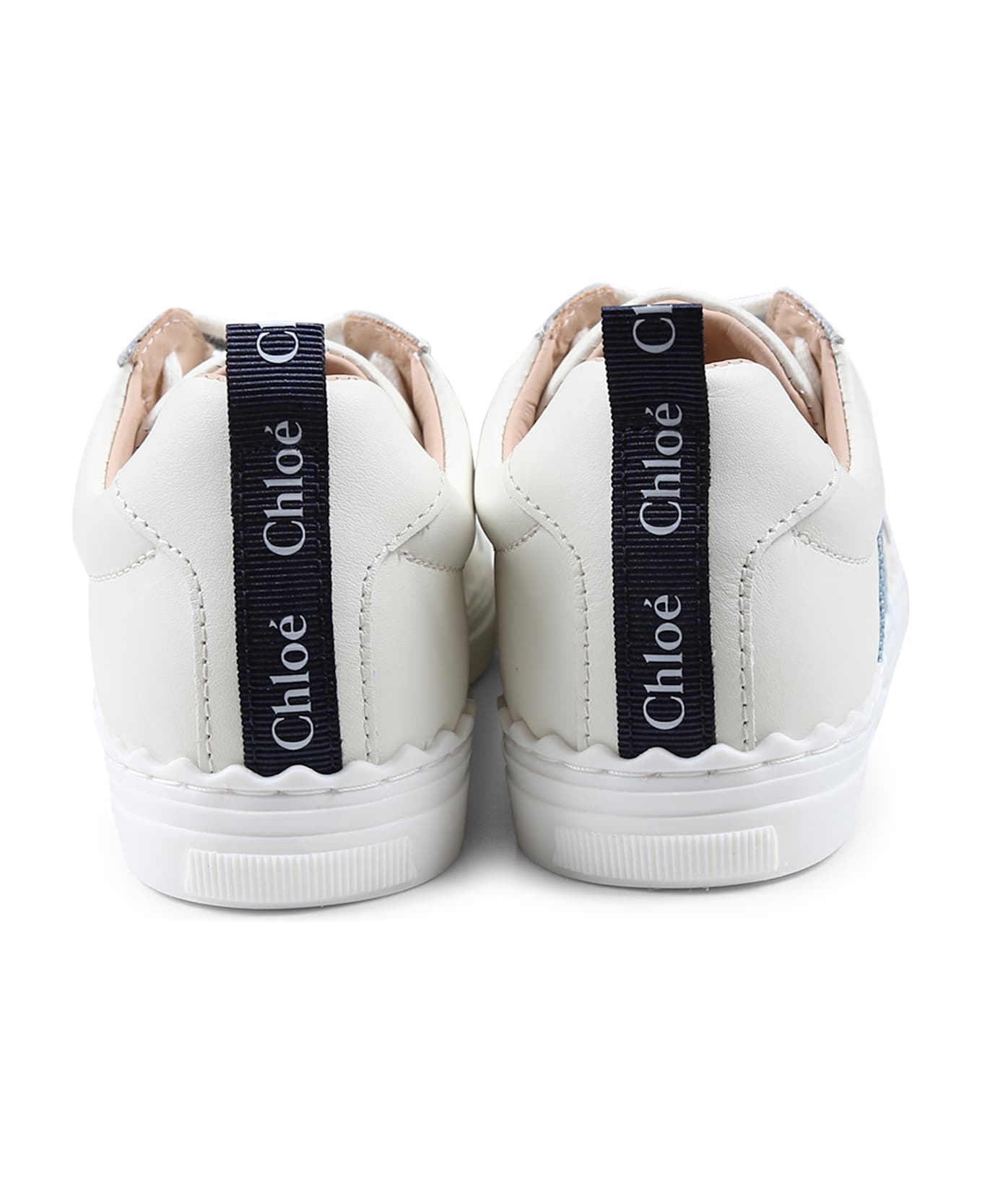 Chloé Ivory Sneakers For Girl With Logo - Ivory