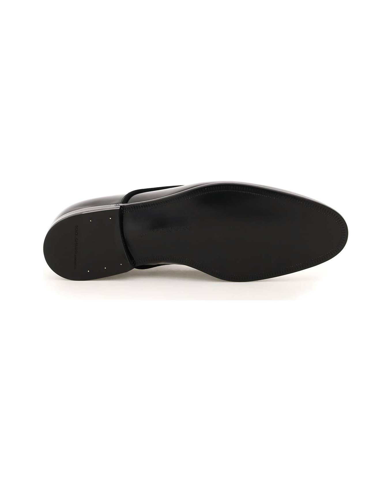 Dolce & Gabbana Raffaello Brushed Leather Derby Mark Shoes - BLACK (Black)